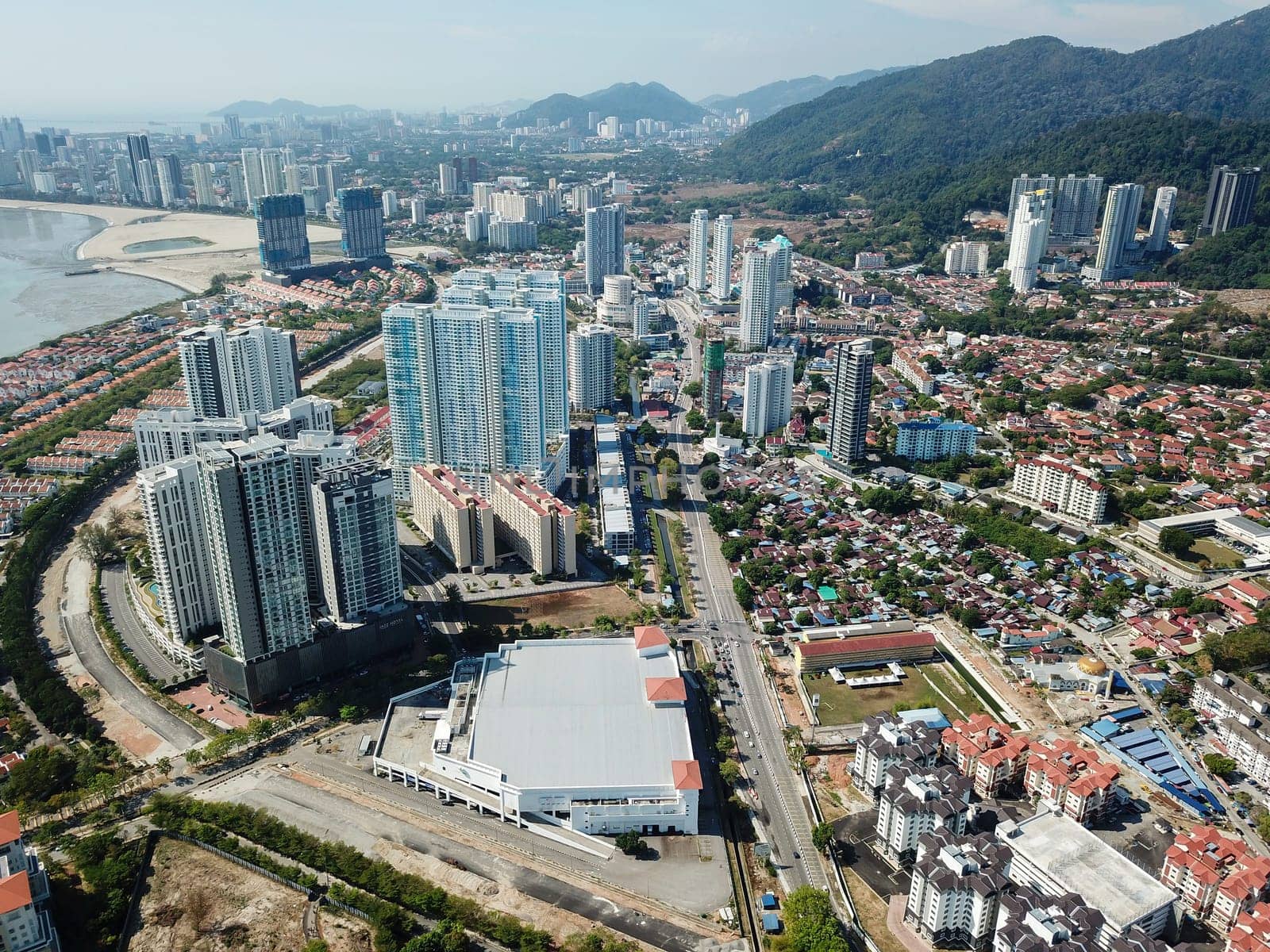 Georgetown, Penang/Malaysia - Feb 28 2020: Aerial Tanjung Seri Pinang in development.