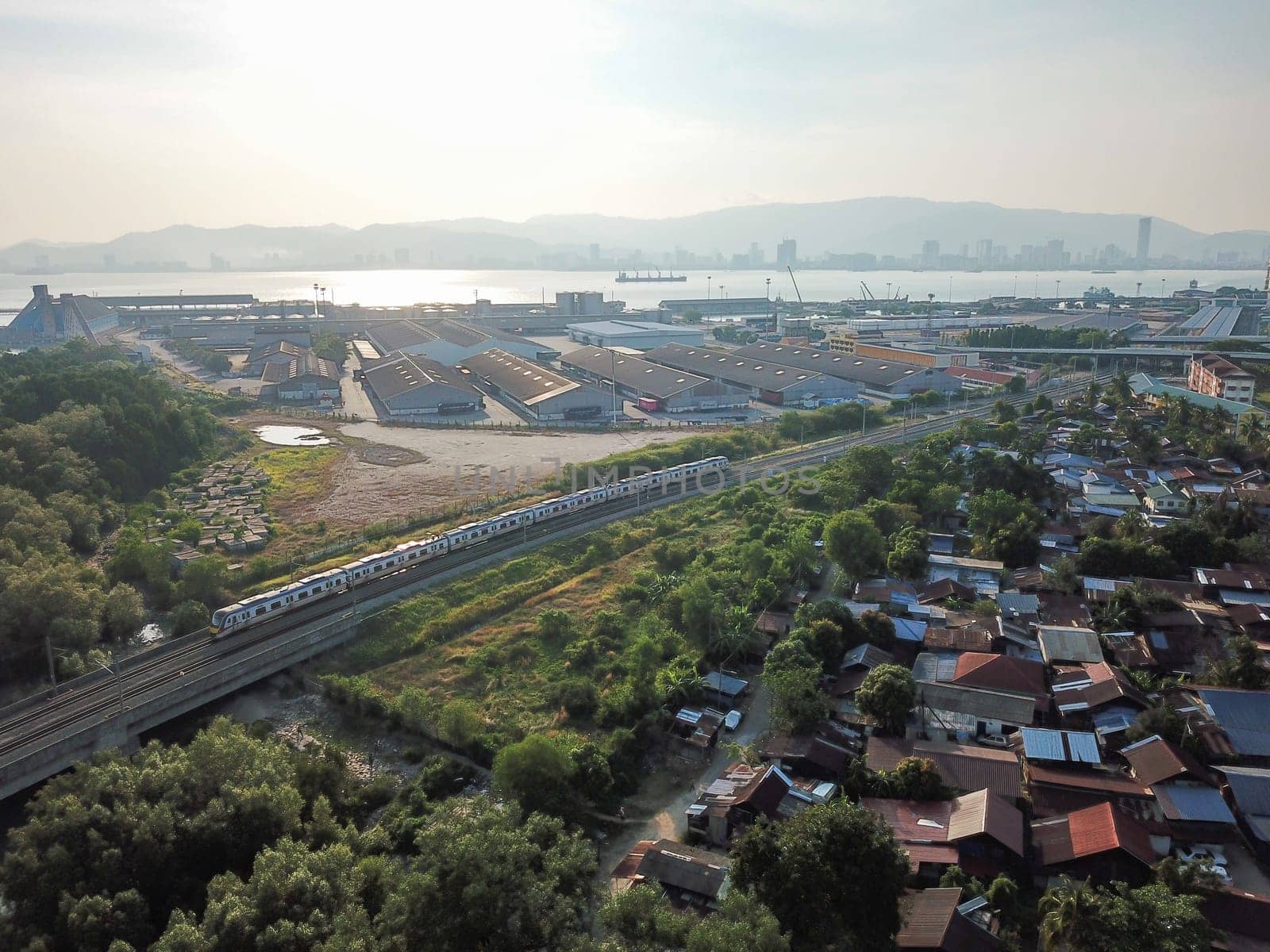 Perai, Penang/Malaysia - Mar 02 2020: Electric Train Service (ETS) move toward Penang Sentral.