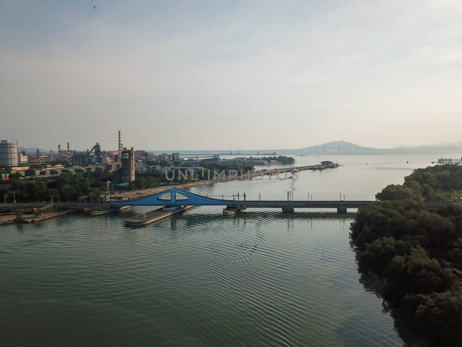 Perai, Penang/Malaysia - Mar 02 2020: Prai River Swing Bridge is a railway bridge.
