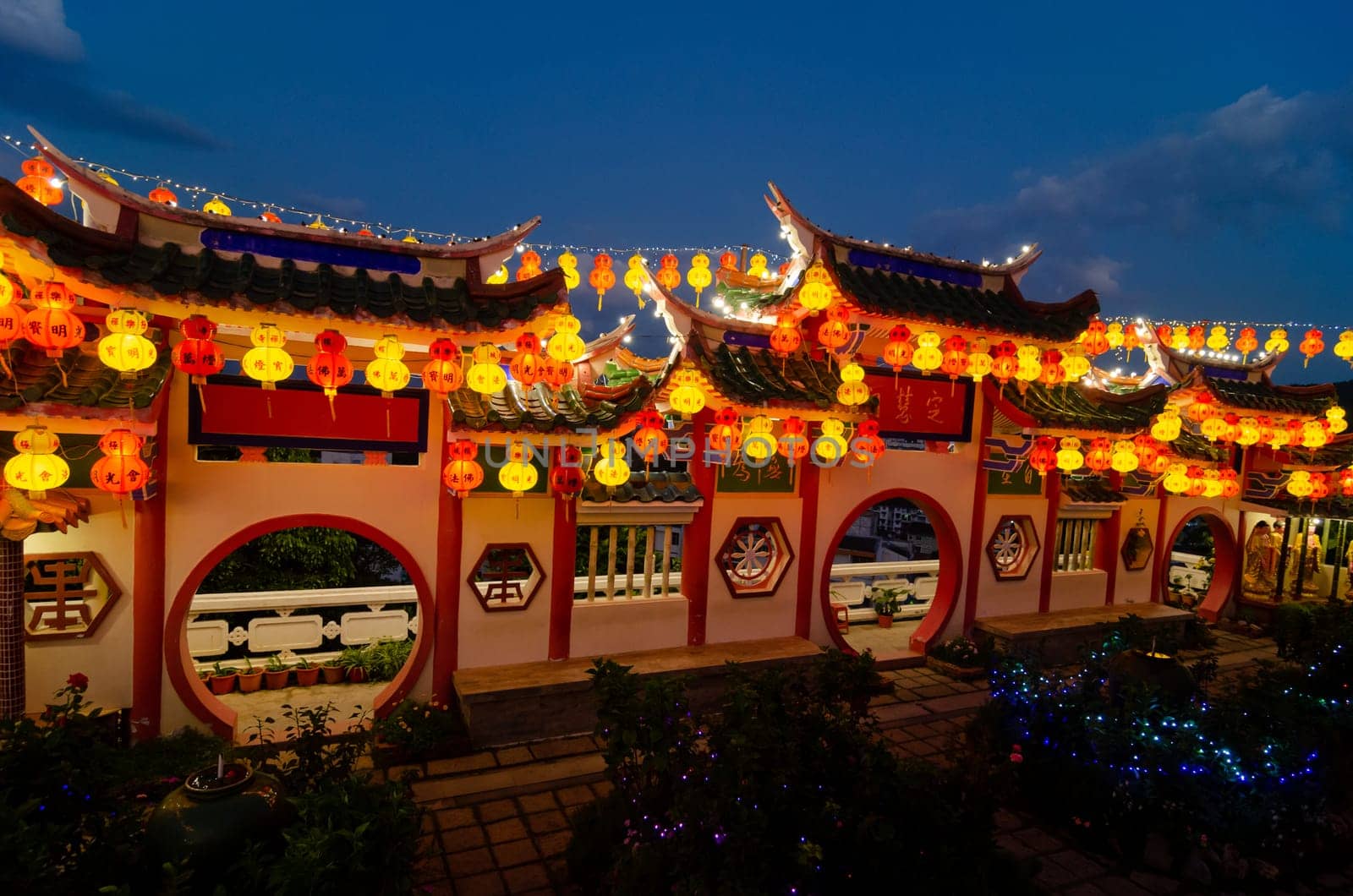 Georgetown, Penang/Malaysia - Feb 20 2020: Kek Lok Si light up during chinese new year.