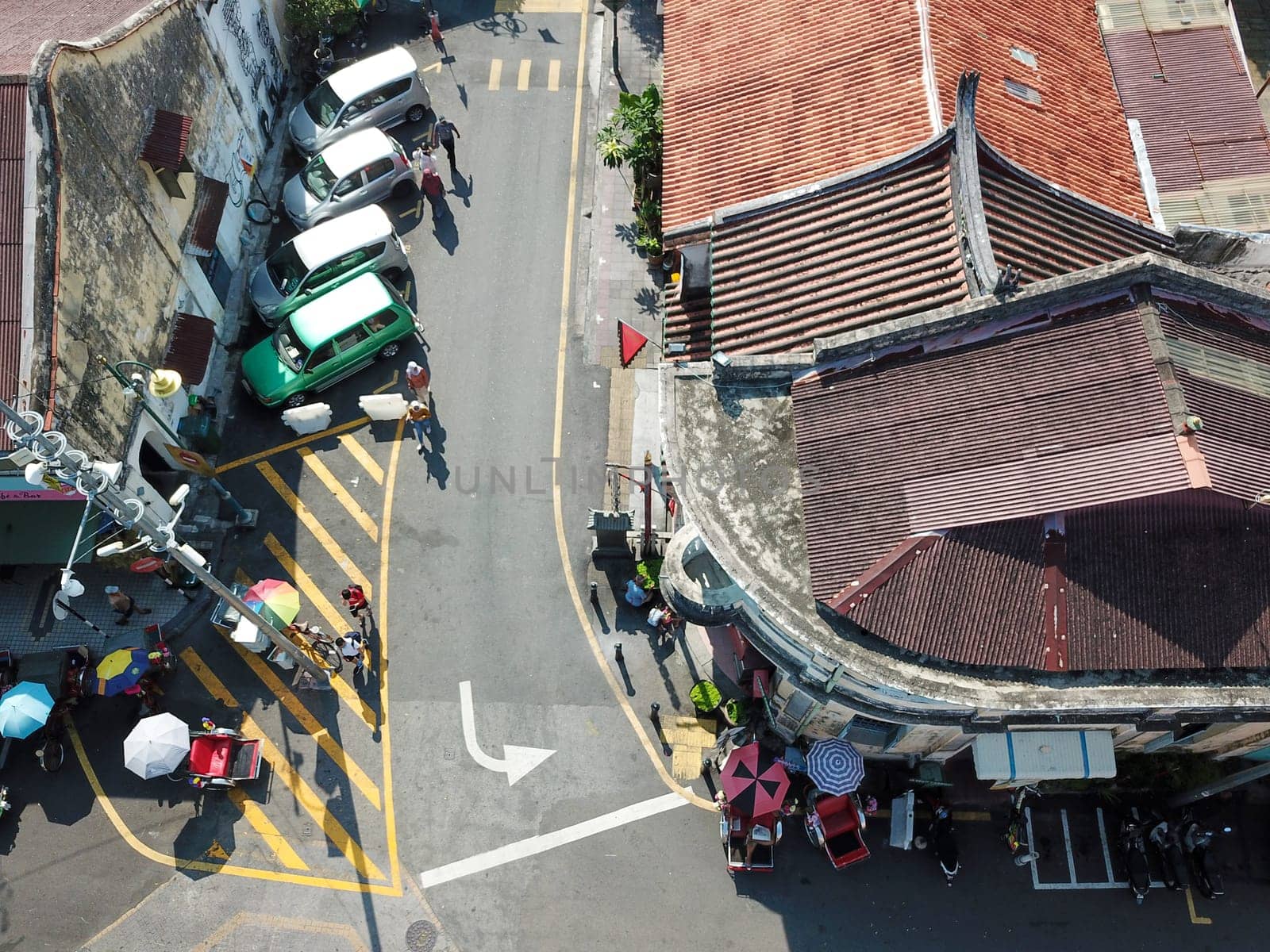 Georgetown, Penang/Malaysia - Mar 17 2020: Aerial view Armenian Street.
