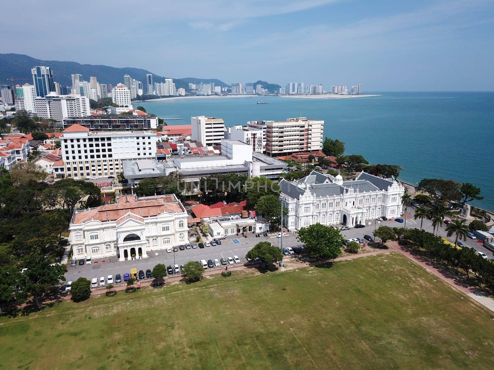 Georgetown, Penang/Malaysia - Mar 17 2020: Esplanade Padang Kota Lama near Town Hall and City Hall.