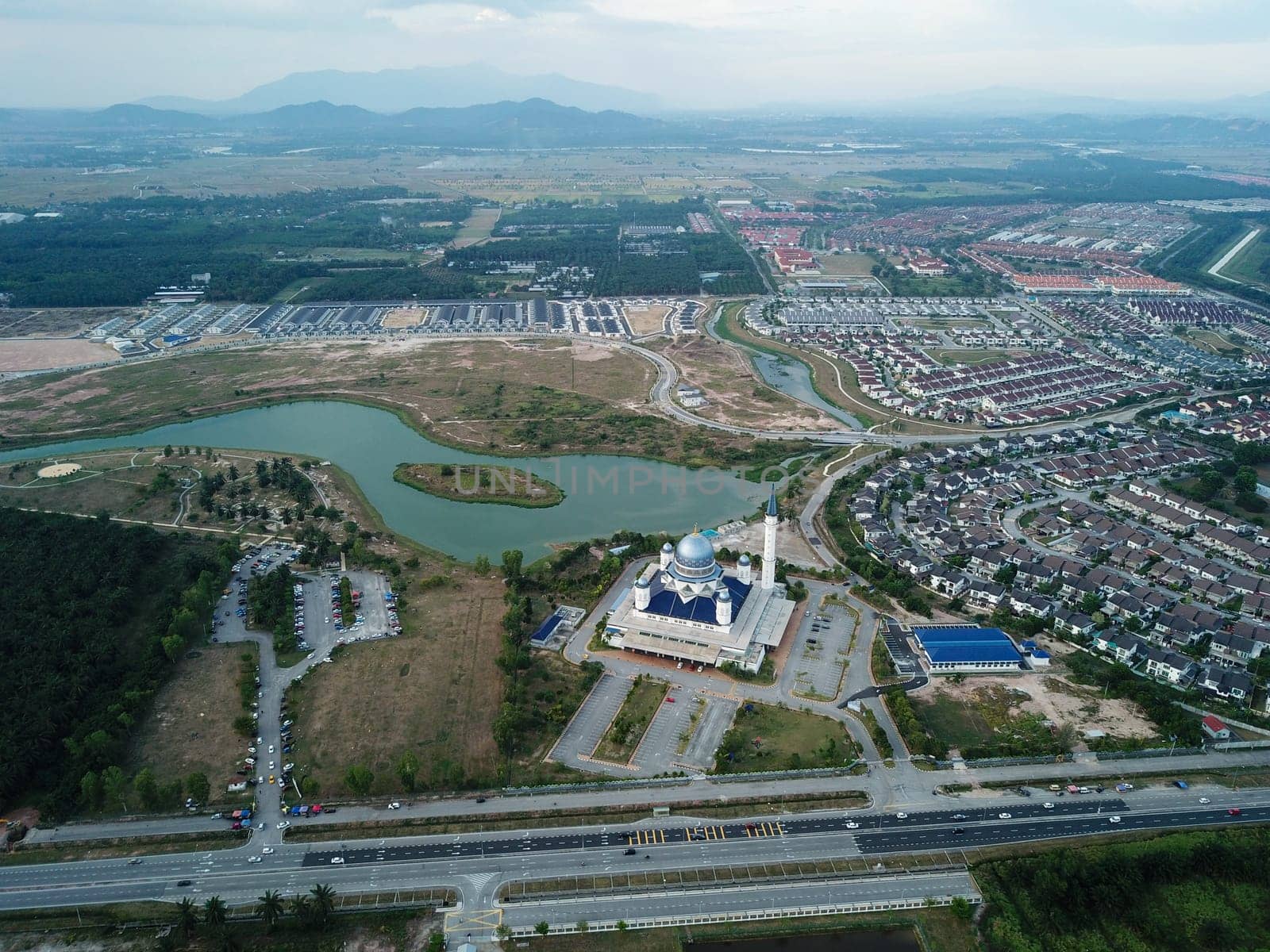 Kepala Batas, Penang/Malaysia - Mar 15 2020: Abdullah Fahim Mosque and Bertam town.