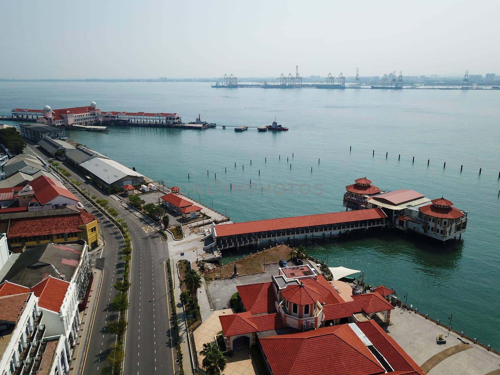 Georgetown, Penang/Malaysia - Mar 21 2020: No car traffic near Pengkalan Weld due to COVID19 and restriction movement by government.