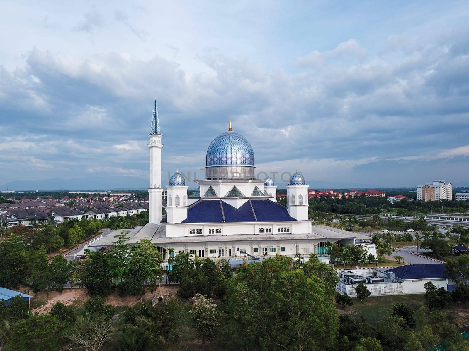 Kepala Batas, Penang/Malaysia - Mar 15 2020: Aerial view Masjid Abdullah Fahim.