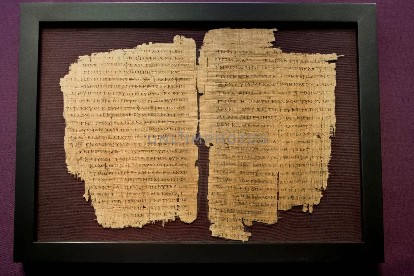 Dublin, Ireland - Feb 20th, 2020: Jesus triumphal entry into Jerusalem of John Gospel. Oldest surviving copy of gospels and Apostles Acts. Chester Beatty Library