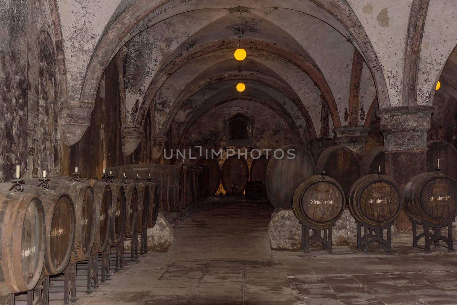 historic wine cellar of the Eberbacher monastery, Hesse, Germany