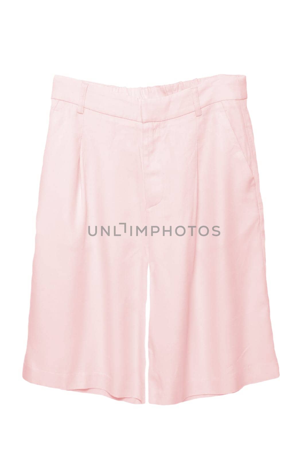 Women shorts isolated. Closeup of a female stylish fashionable pink short pant isolated on a white background. Sexy woman fashion.