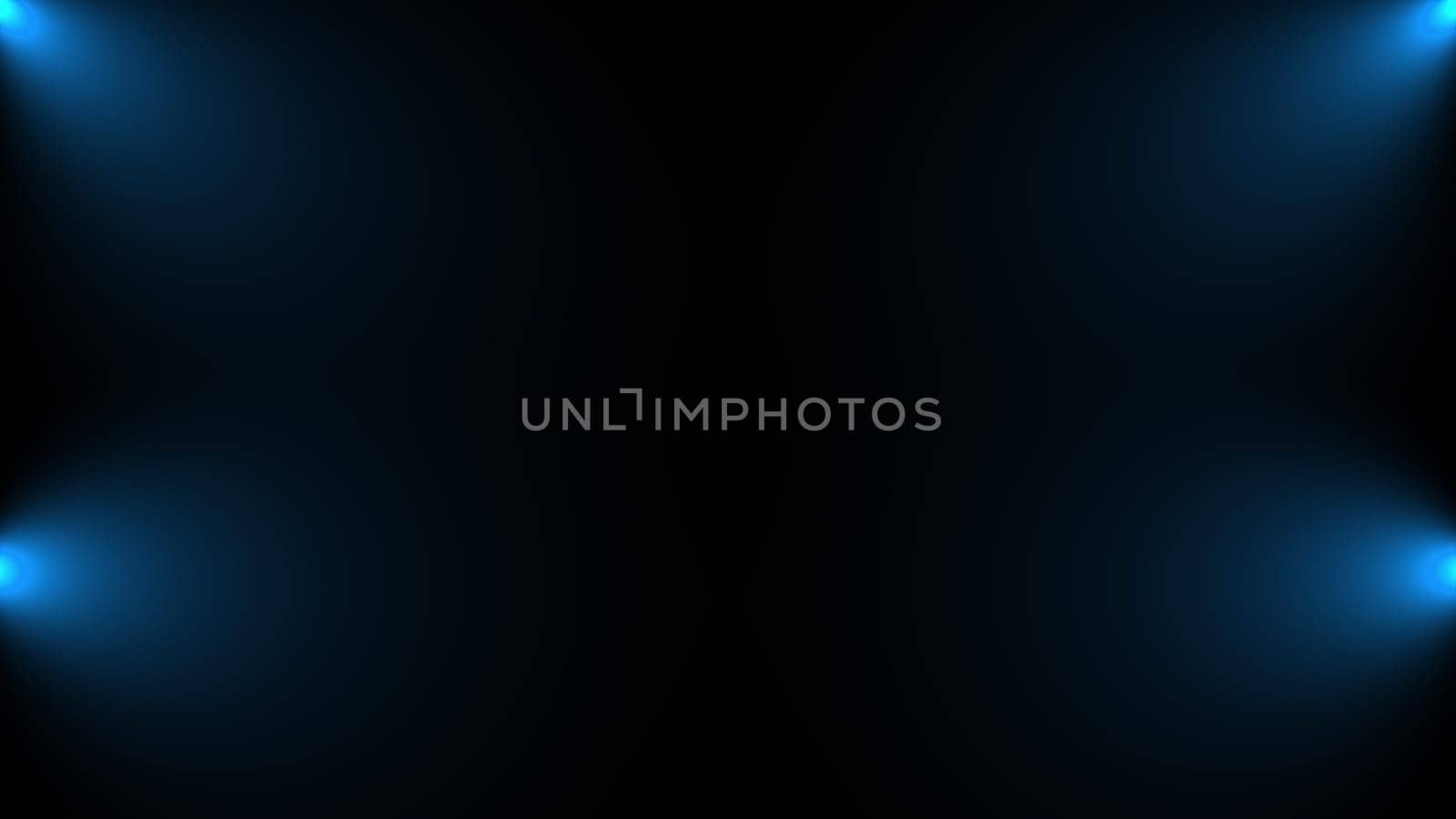 Volumetric lights in the dark, computer generated. 3d render of background with spot lighting