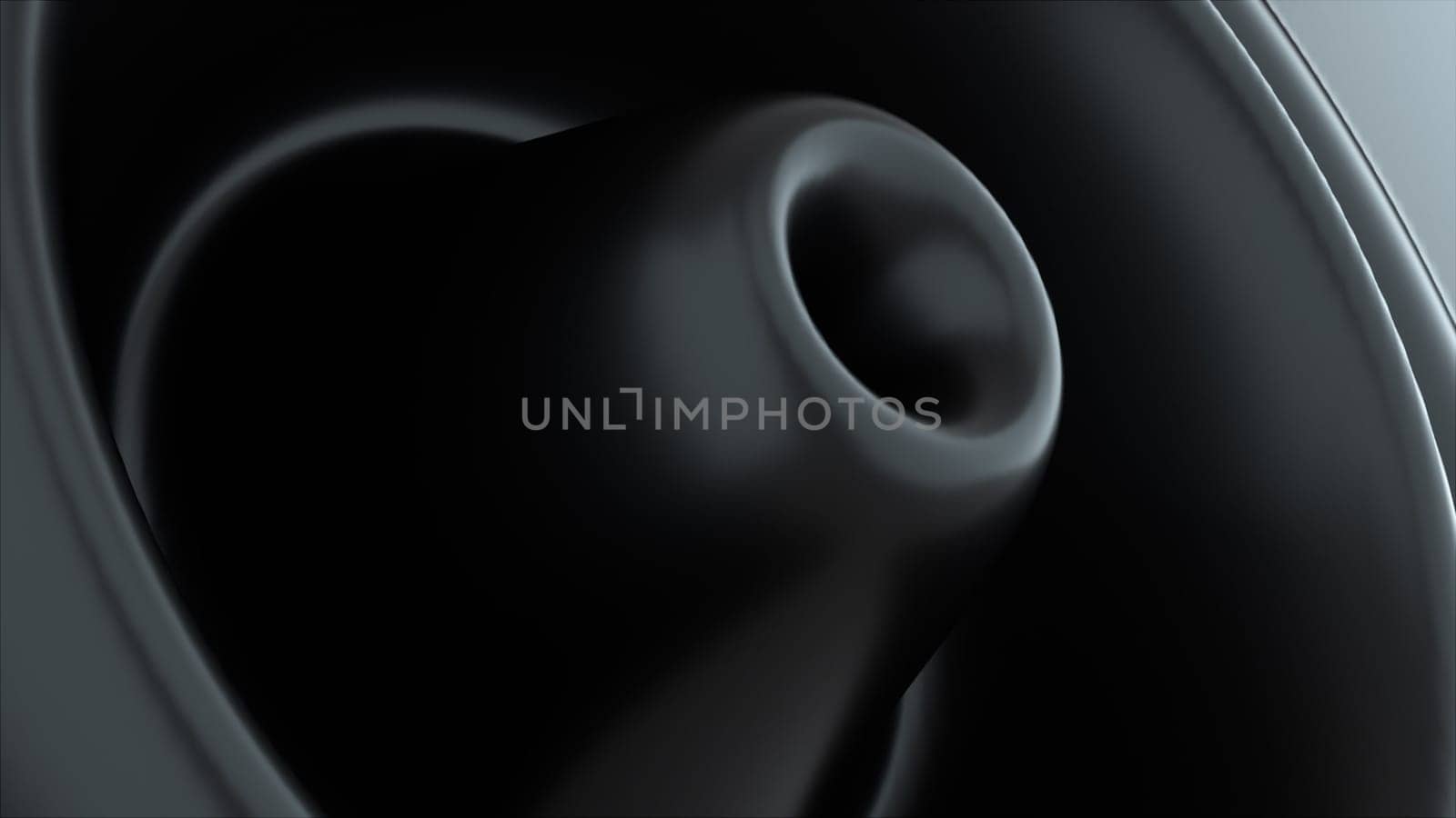Abstract black shape with impulse circular waves, computer generated. 3d rendering of fractal background