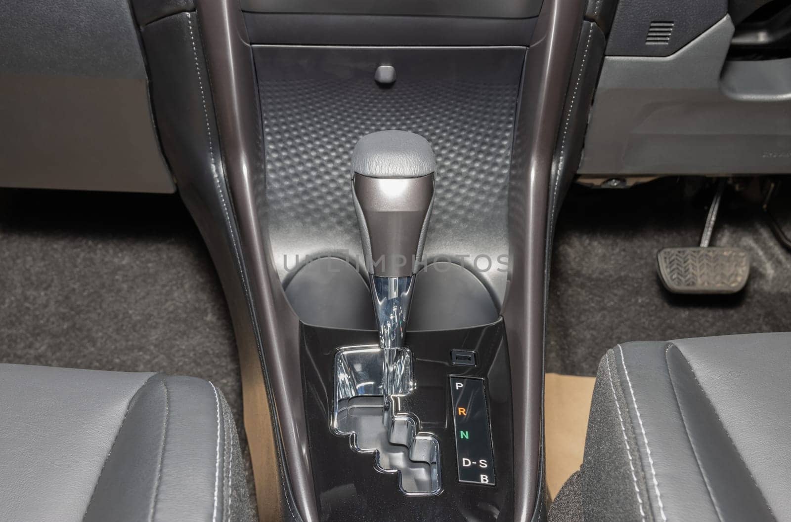 Gray Automatic Gear Handle of Car in Zoom View
