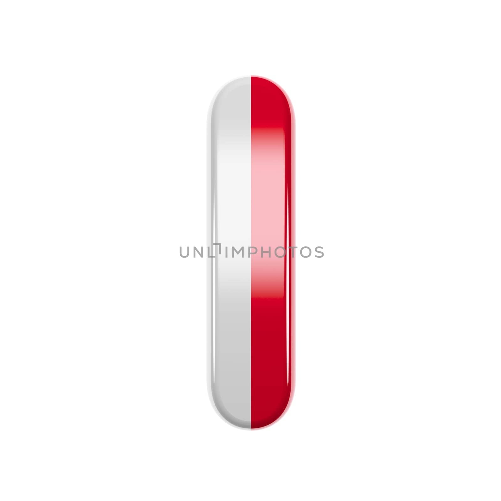 Italian letter L - small 3d Italy flag font isolated on white background. This alphabet is perfect for creative illustrations related but not limited to Italy, Europe, Rome...