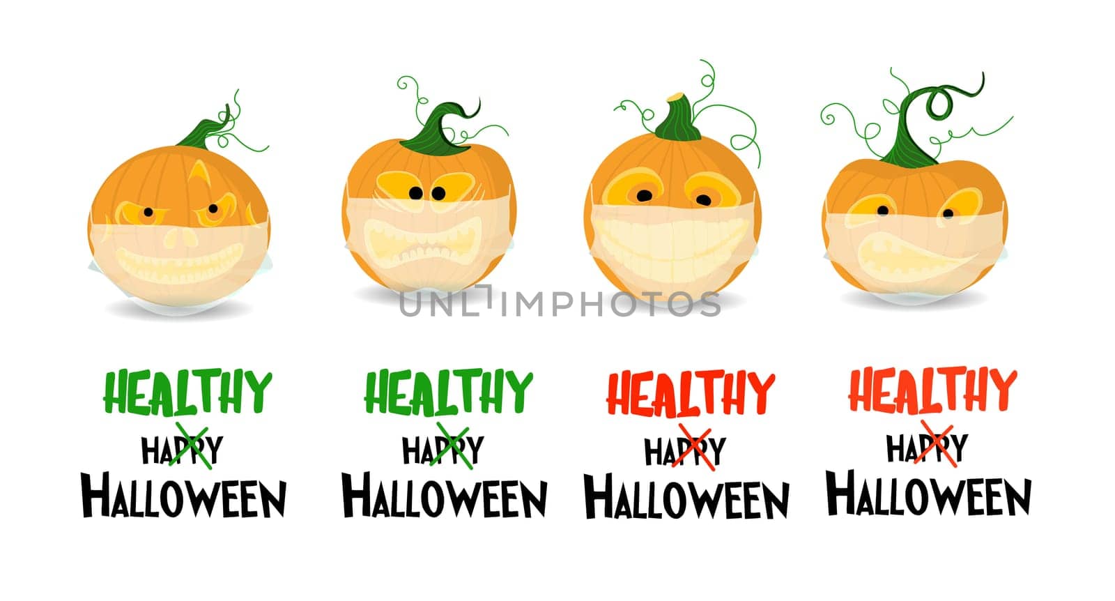 pumpkin for Halloween in a mask. Happy and healthy Halloween.