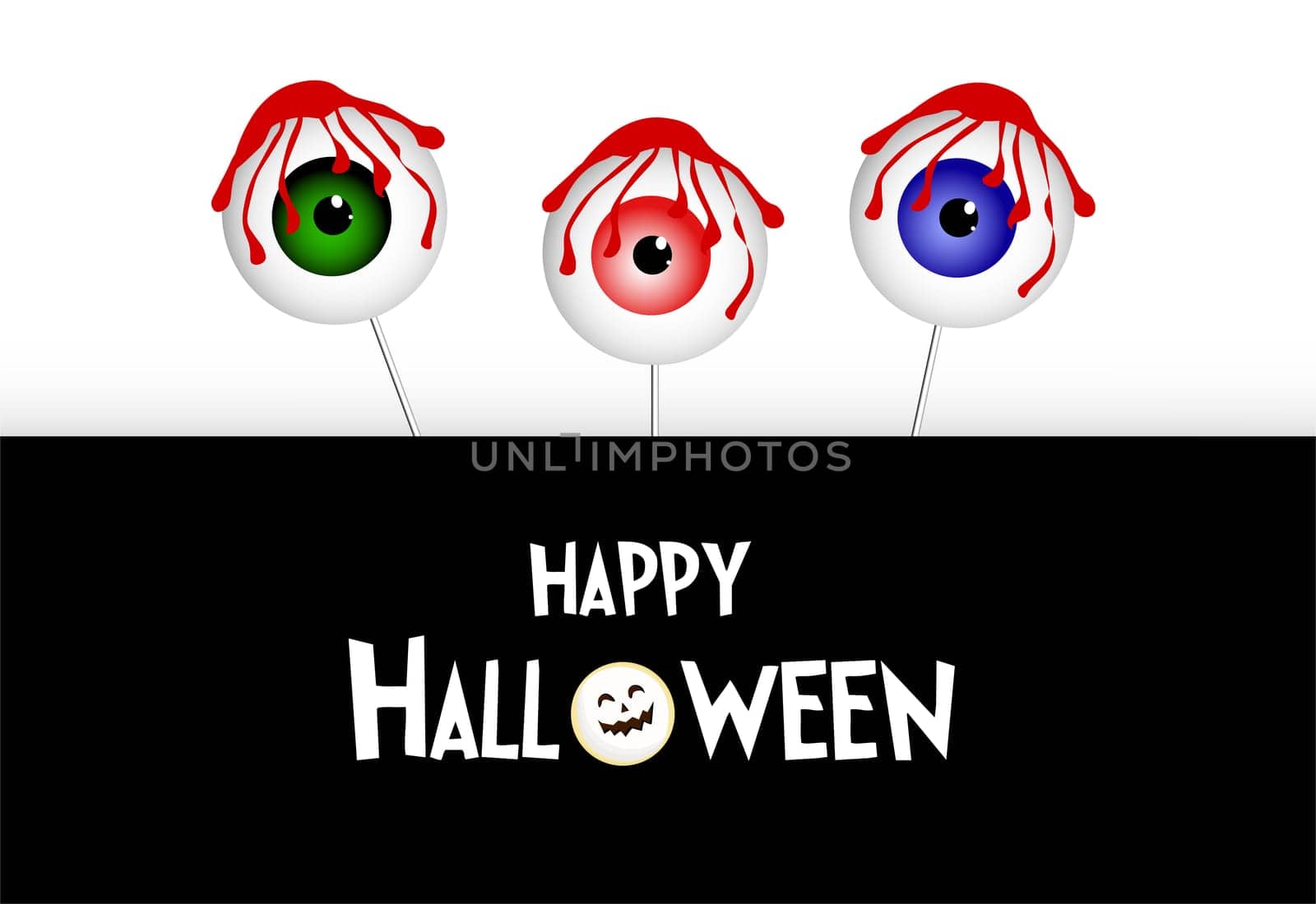 Vector lettering Happy Halloween. Cheerful illustration. Isolated on white background.