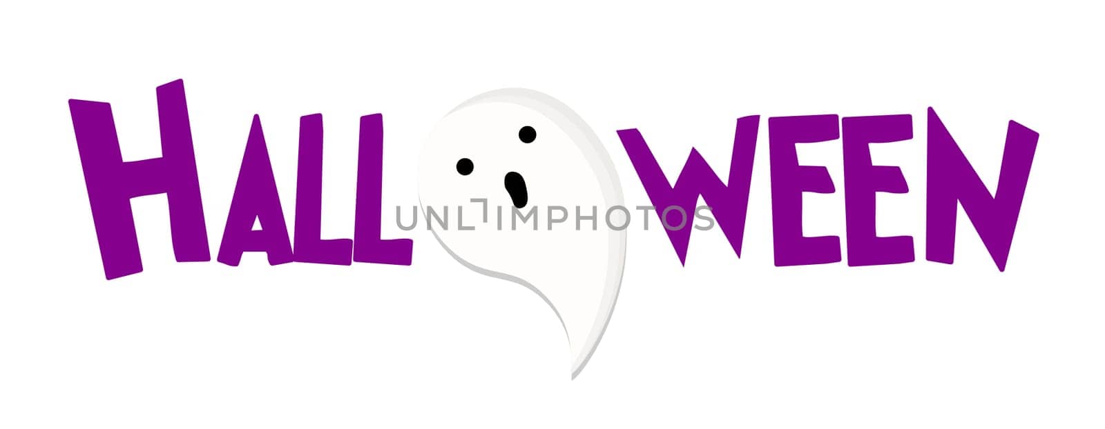 Vector lettering Happy Halloween. Cheerful illustration. Isolated on white background.