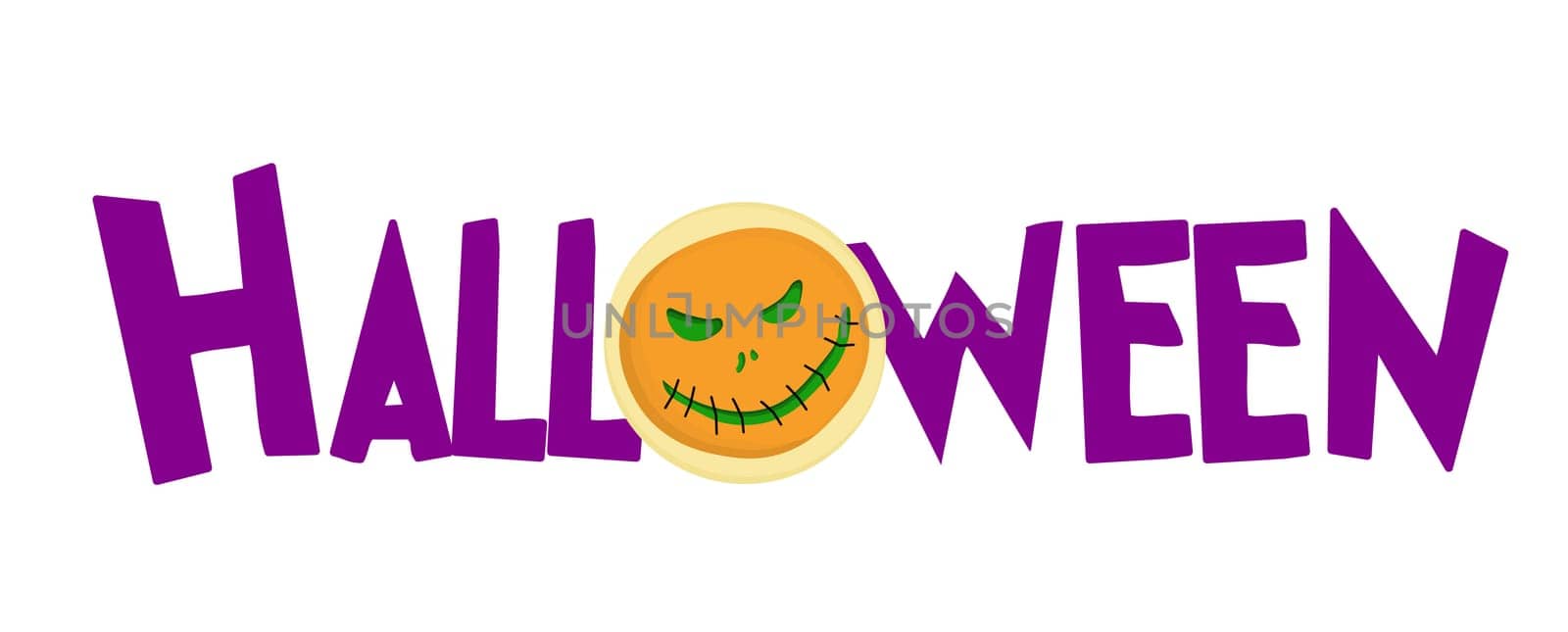 Vector lettering Happy Halloween. Cheerful illustration. Isolated on white background.