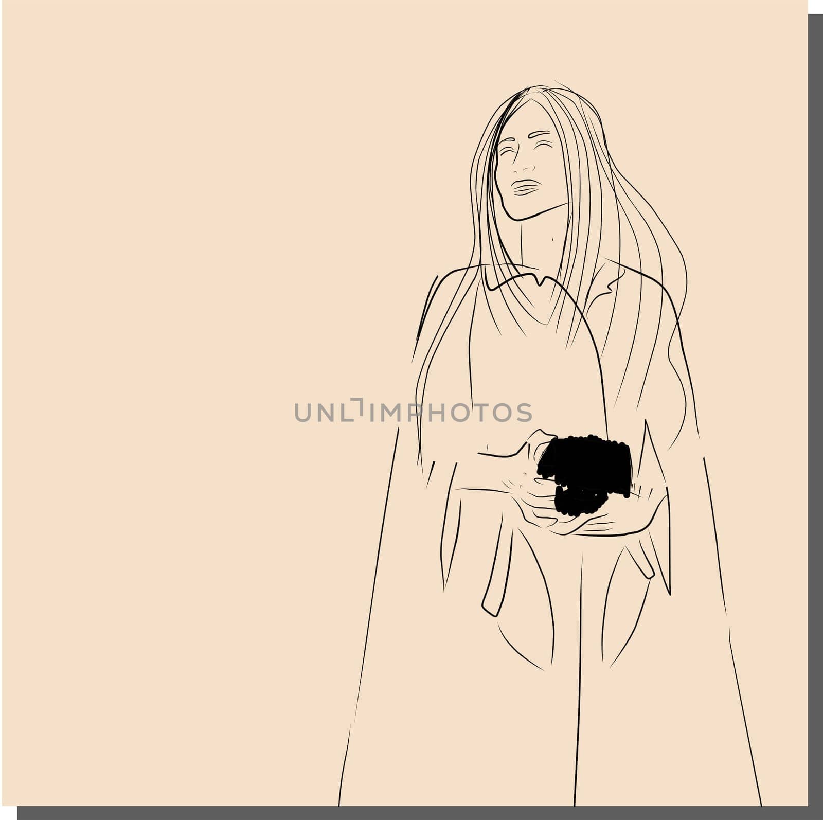 Face of a beautiful woman. Girl wears coat.Spring poster design for web and print. Retro fashion style.