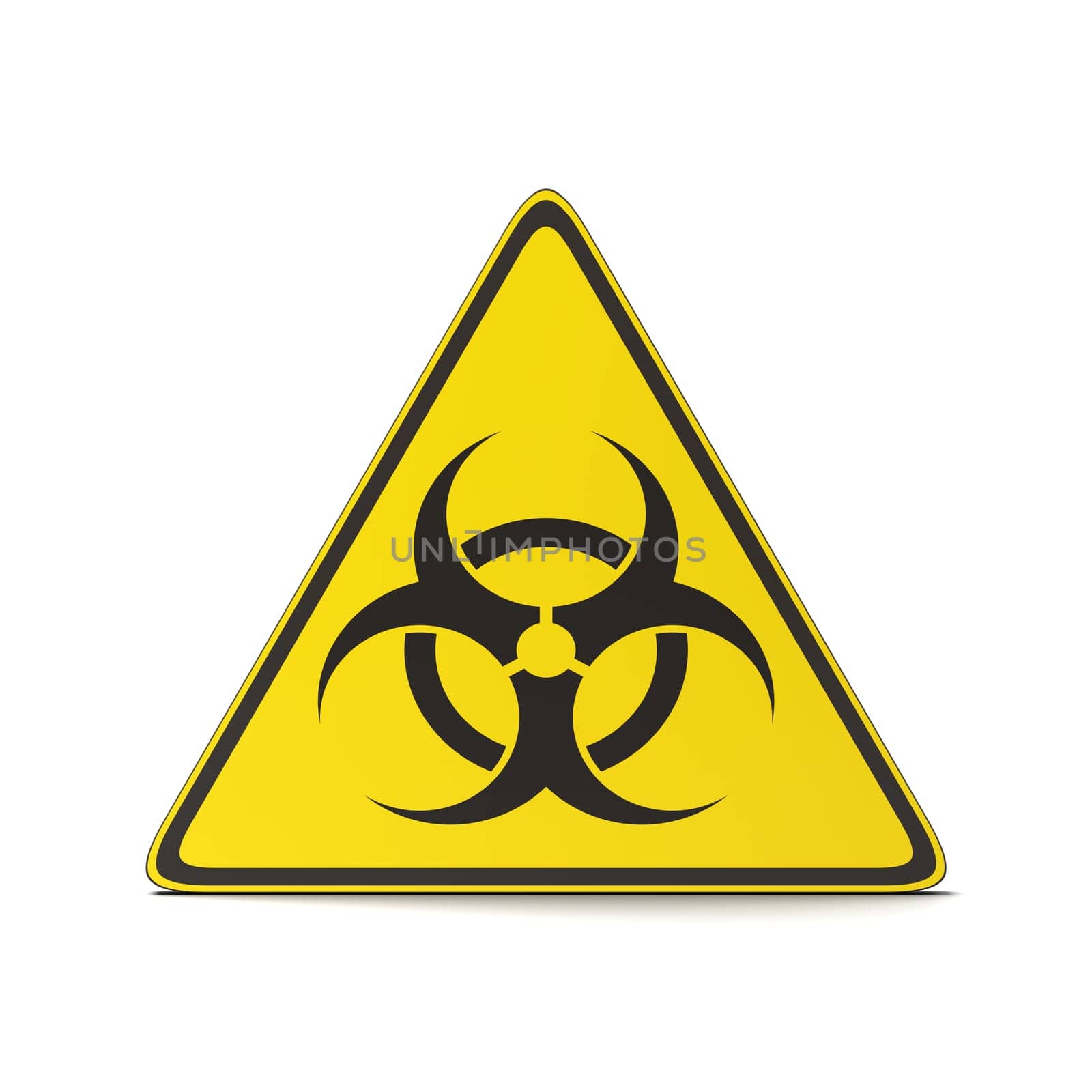 Black and Yellow Pandemic Symbol Warning Triangle on White Background Illustration
