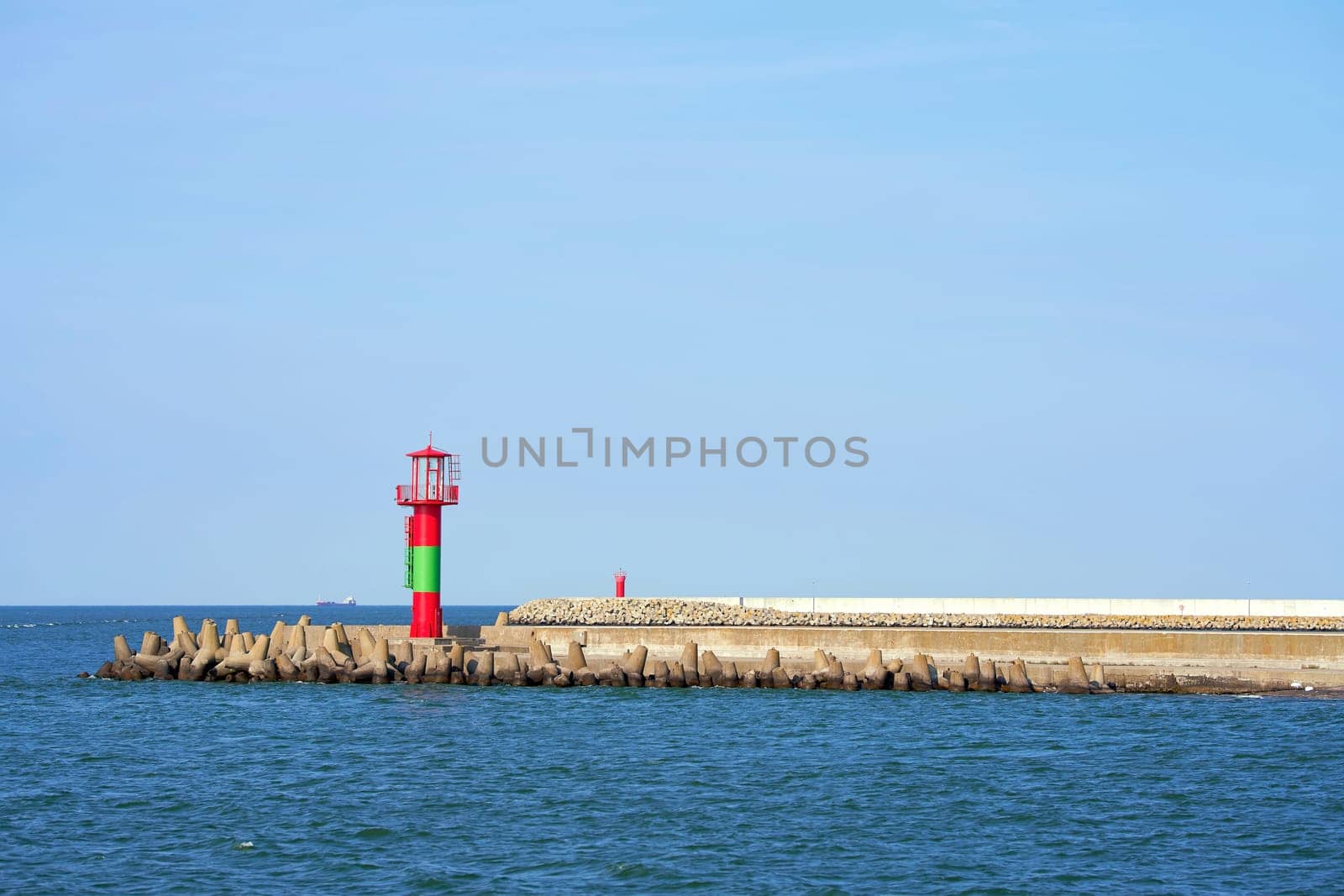 Lighthouse at the port entrance in Swinoujscie on the Polish Baltic coast