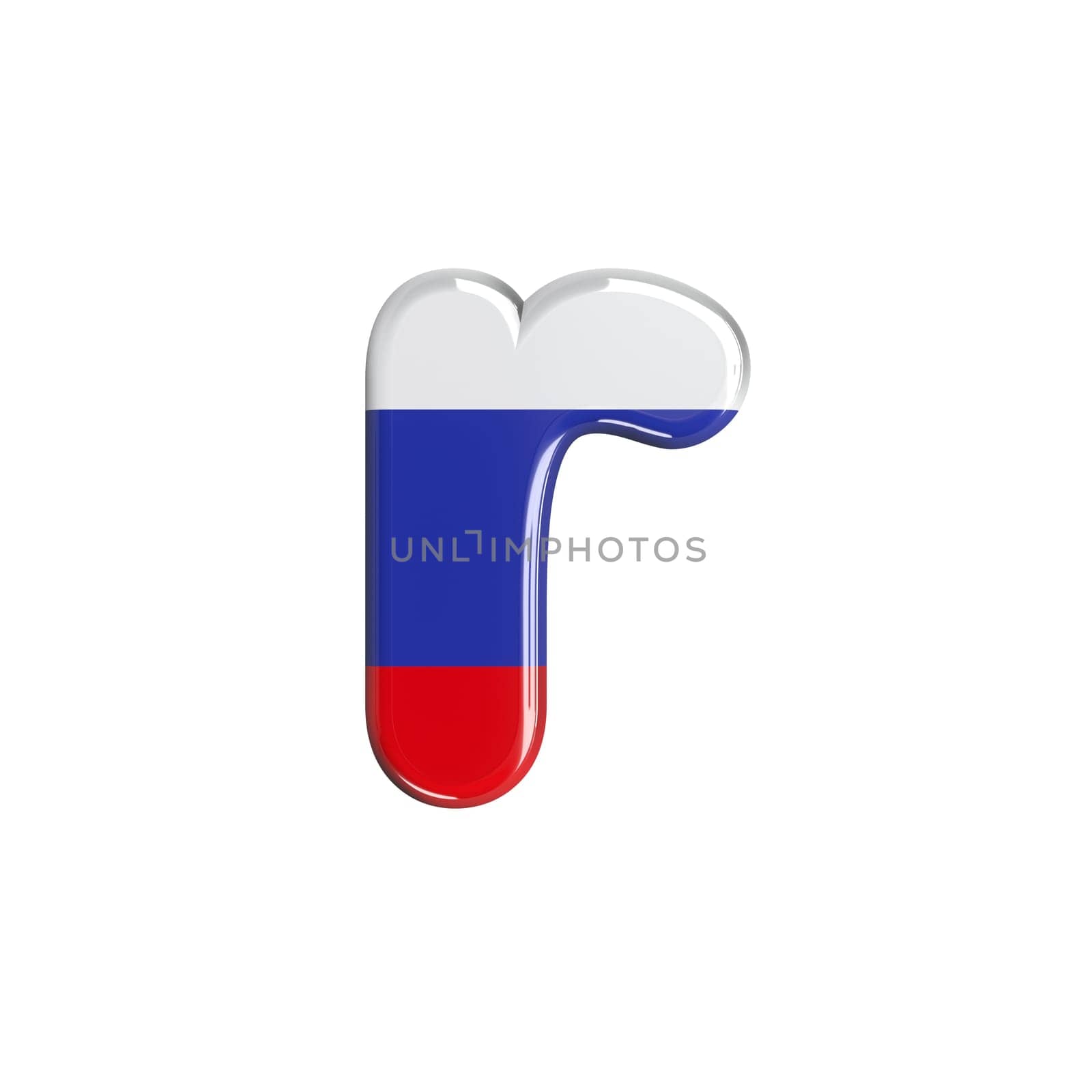 Russia letter R - Small 3d russian flag font isolated on white background. This alphabet is perfect for creative illustrations related but not limited to Russia, communism, Moscow...
