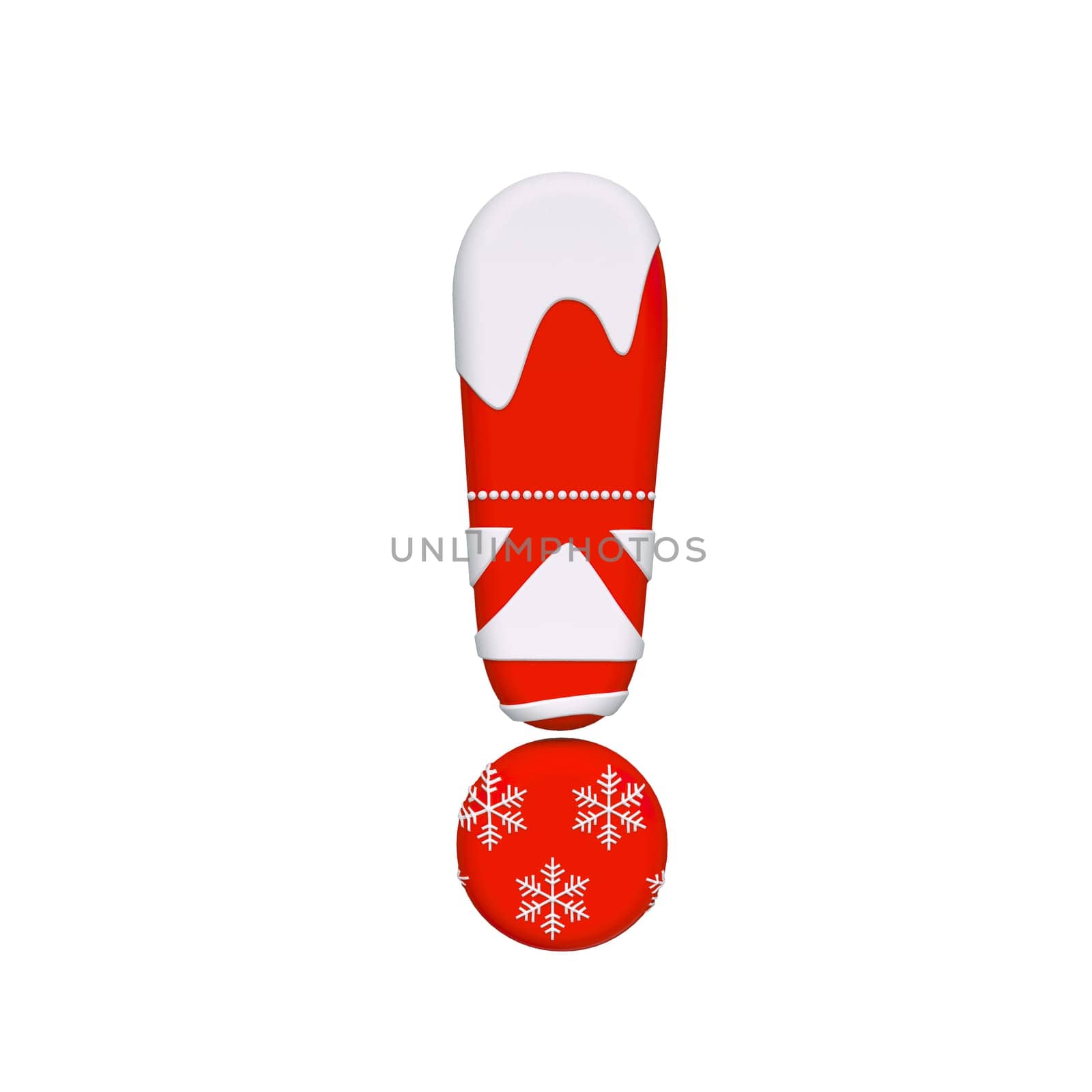 Christmas exclamation point - 3d Xmas symbol isolated on white background. This alphabet is perfect for creative illustrations related but not limited to Celebration, Santa Claus, Winter...