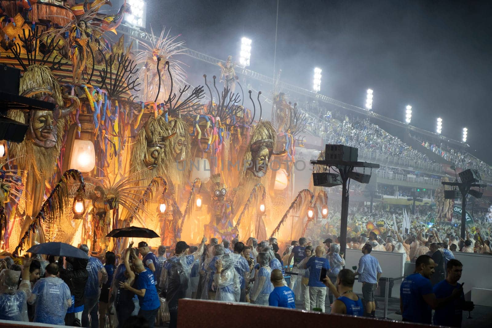 Rio de Janeiro, Brasil- February 29, 2020: Brazilians celebrate at a carnival  party. It's raining