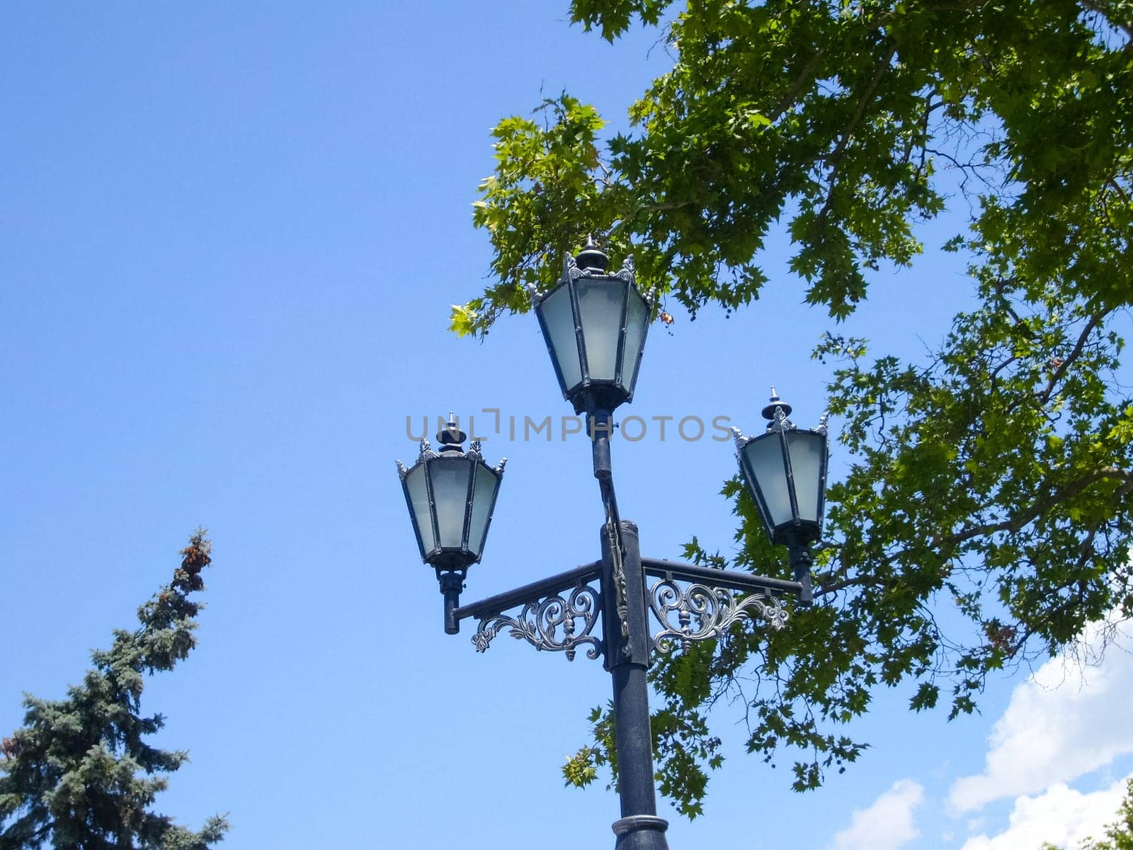 Street lights are made in the old style.