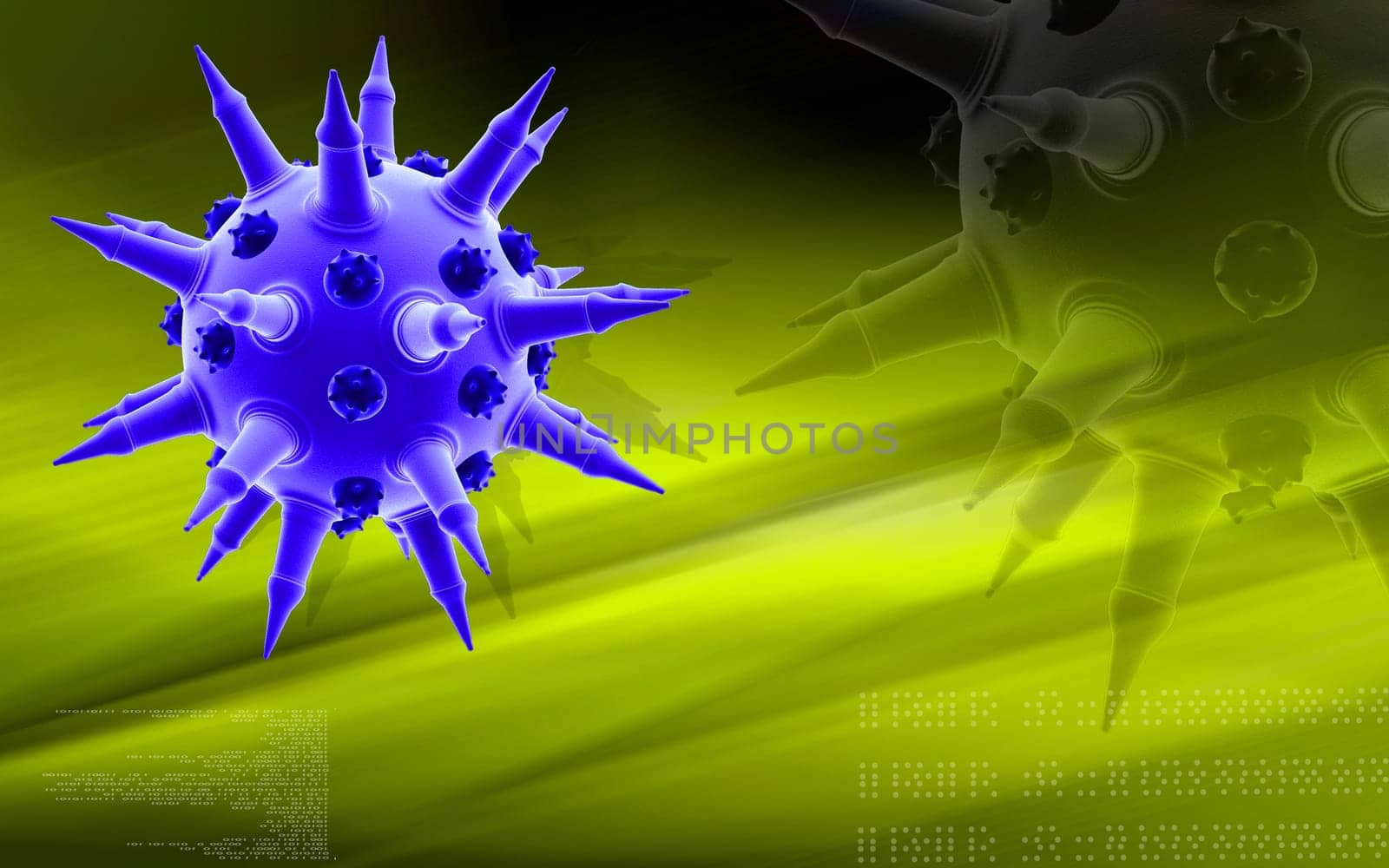 Digital illustration of Flu virus in colour background