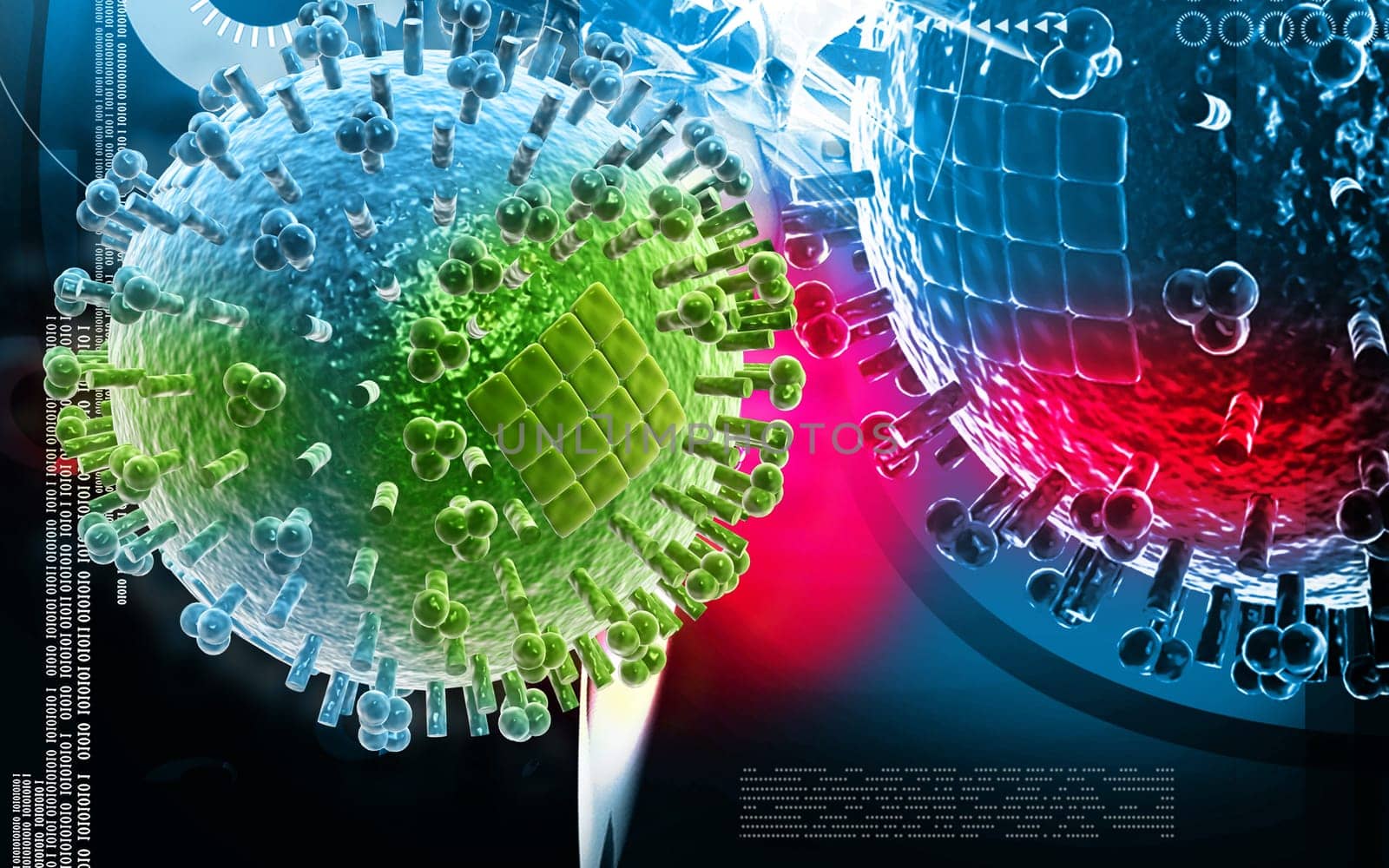 Digital illustration of avian virus in colour background