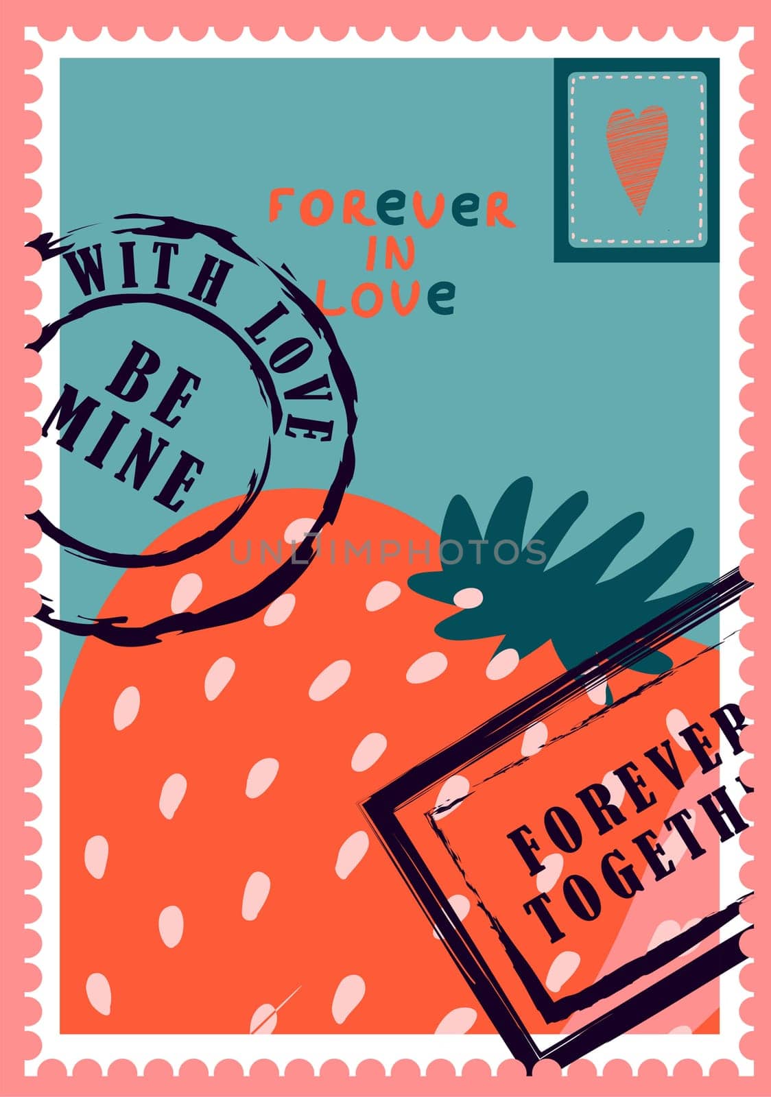 romantic postage stamps. envelopes and cards for valentine's day. Top-down view. Modern vector illustration for web design and print. Retro stamps. Correspondence and postal delivery concept.