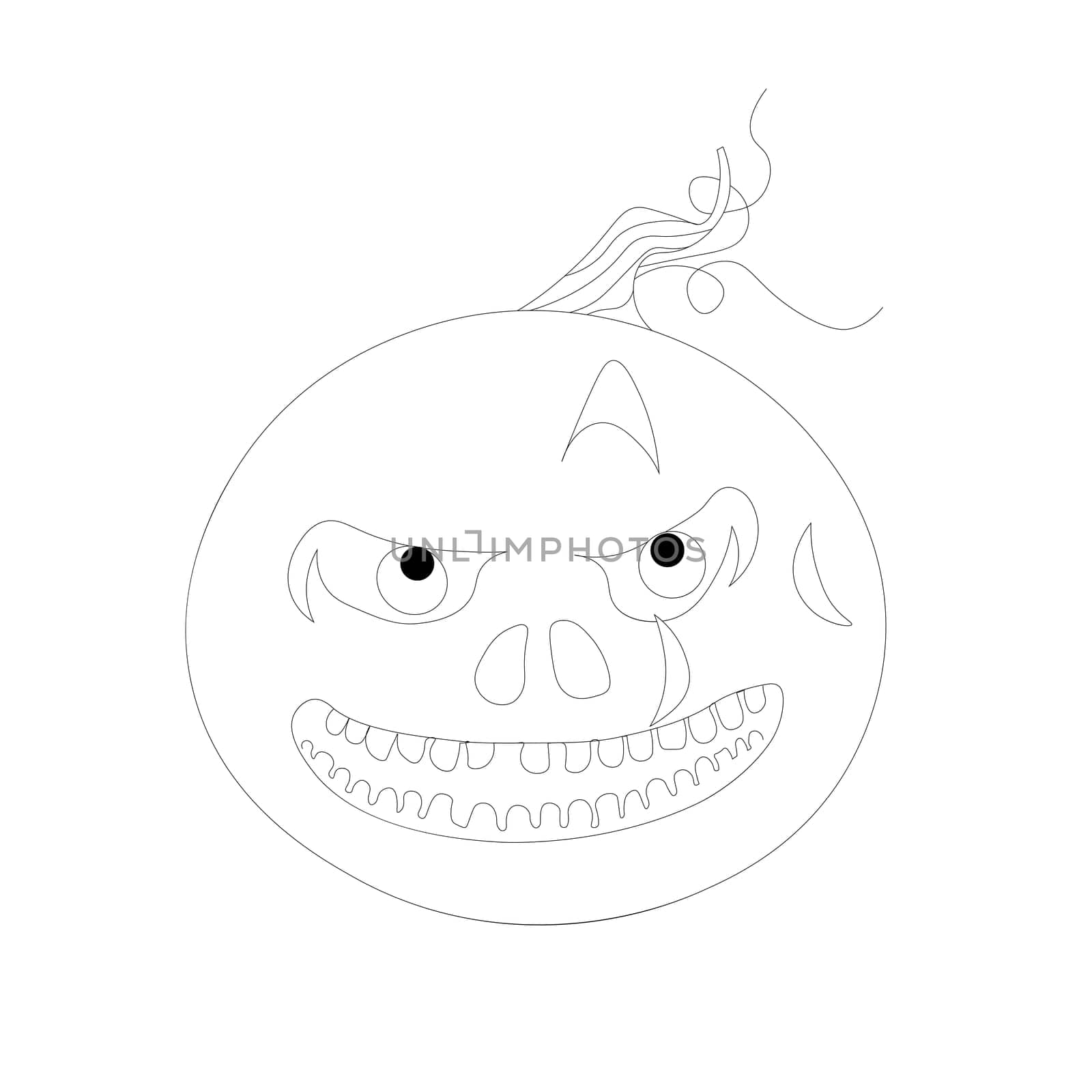 Halloween coloring book. Funny pumpkin on a white background. Children's coloring