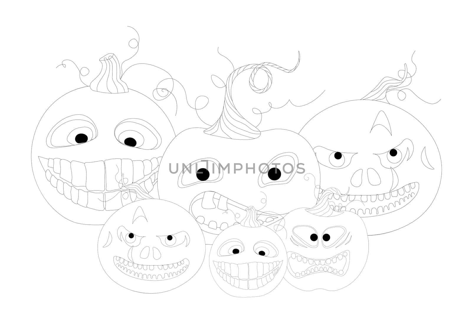 Halloween coloring book. Funny pumpkin on a white background. Children s coloring