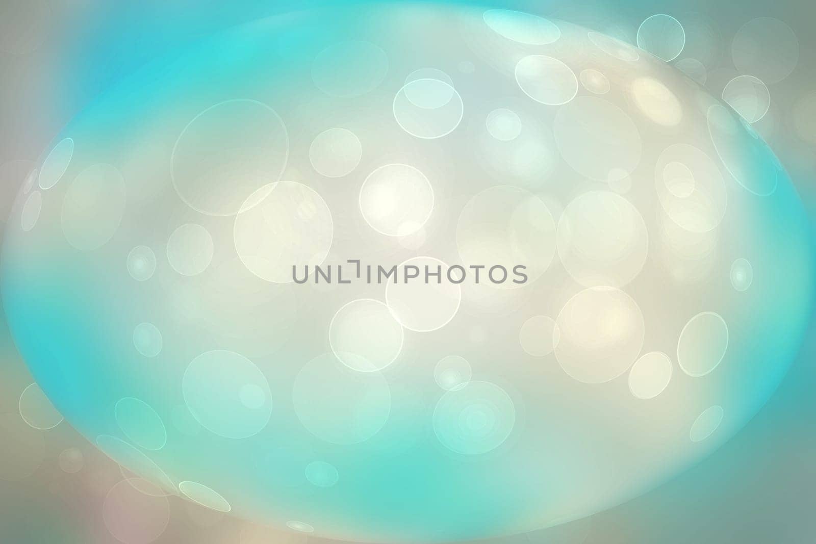 Abstract gradient of light blue turquoise gray background texture in shape of ellipse with glowing circular bokeh lights. Beautiful colorful spring or summer backdrop.