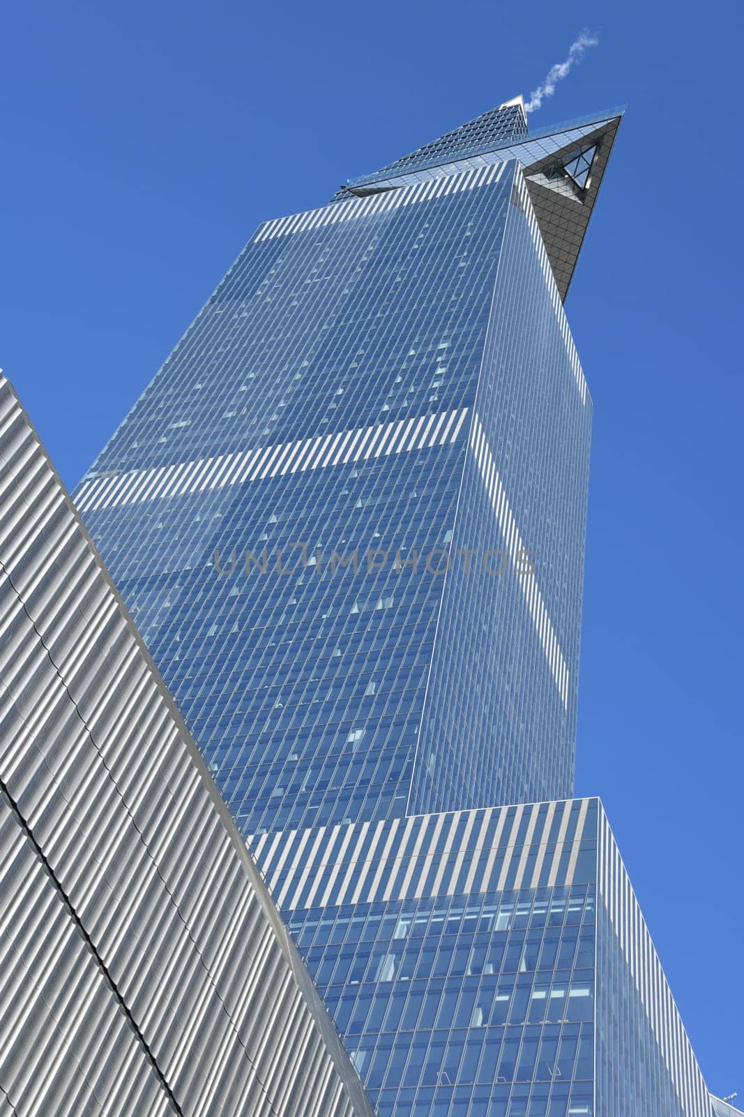 A modern skyscraper in Lower Manhattan in New York's Financial District