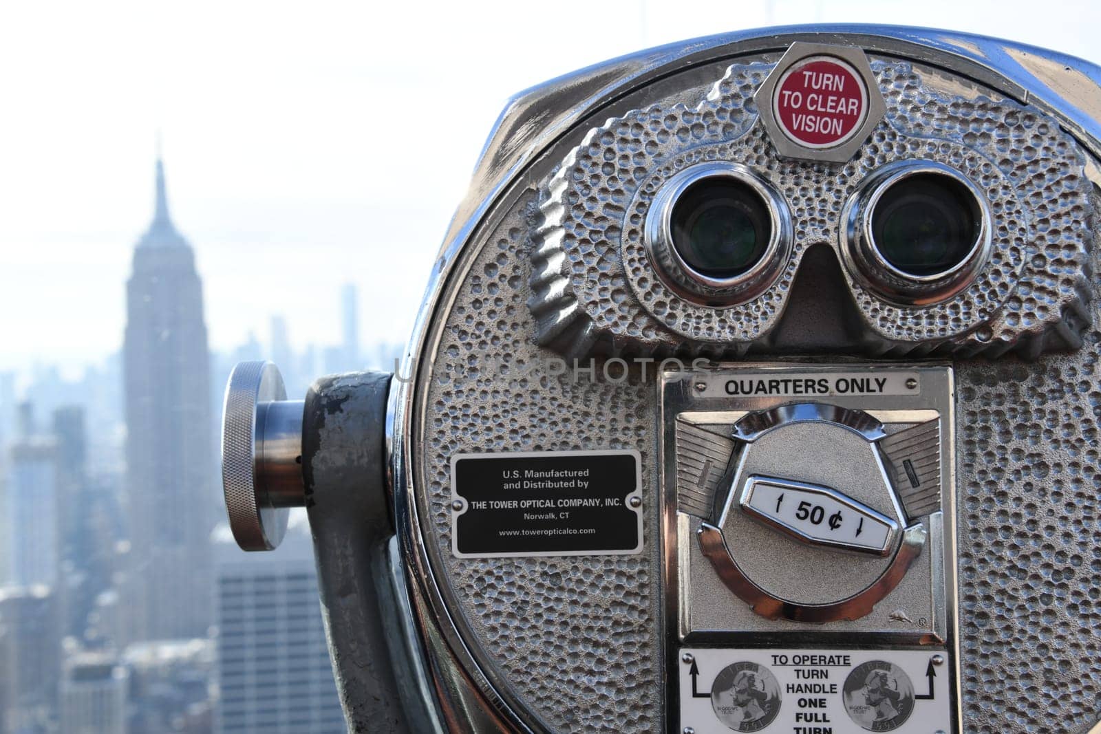 The prospects before and after an election in the USA with the coin binoculars in New York,Manhattan.