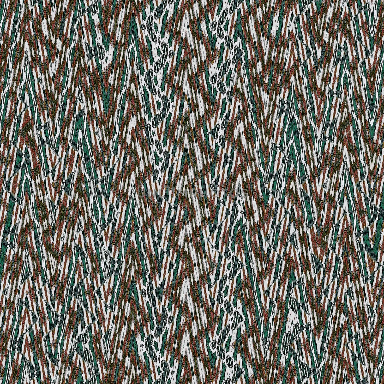 retro chevron pattern in teal, brown and green spruce. repeating zigzag pattern background