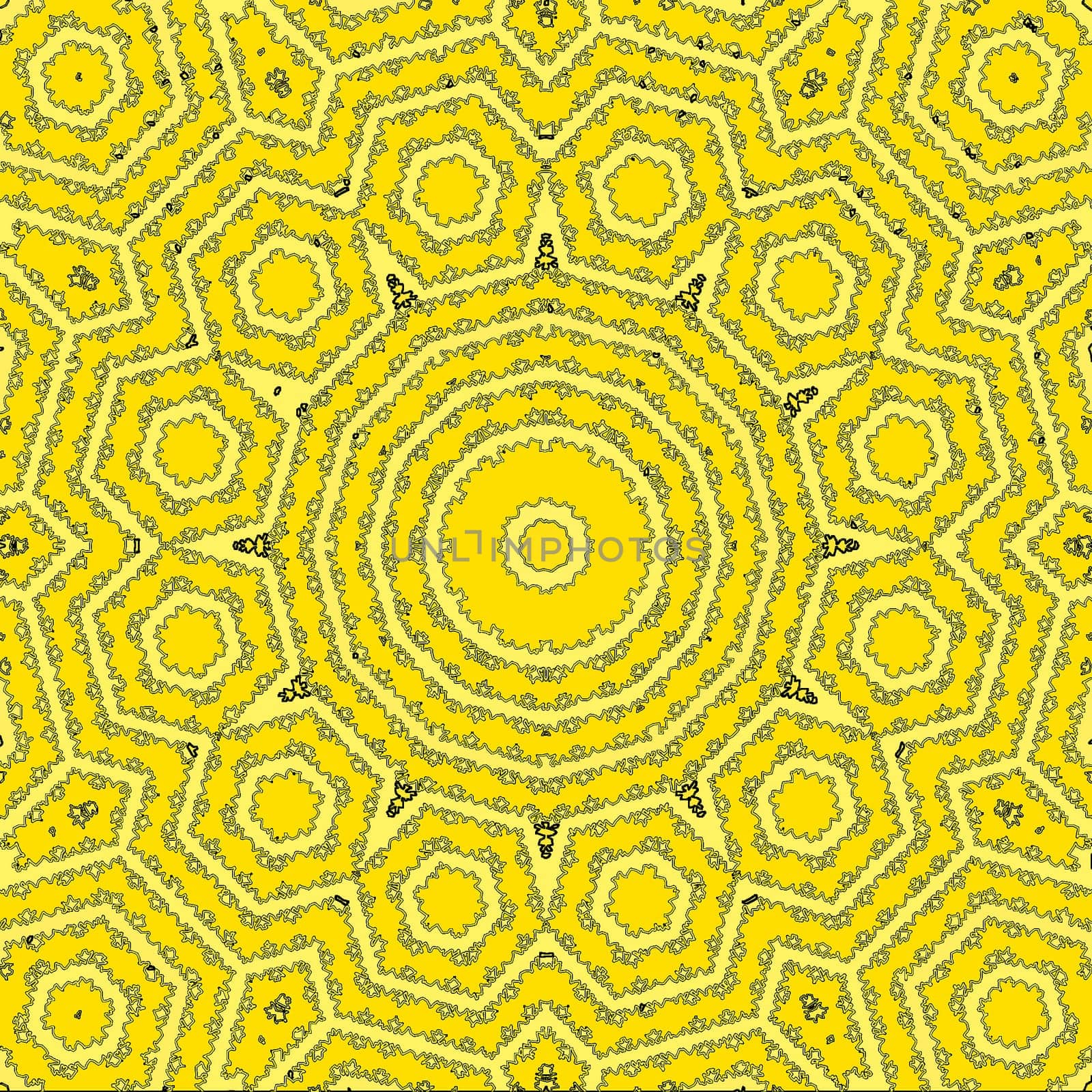 Sun from tile pattern, a specific geometric figure in mathematics, yellow background
