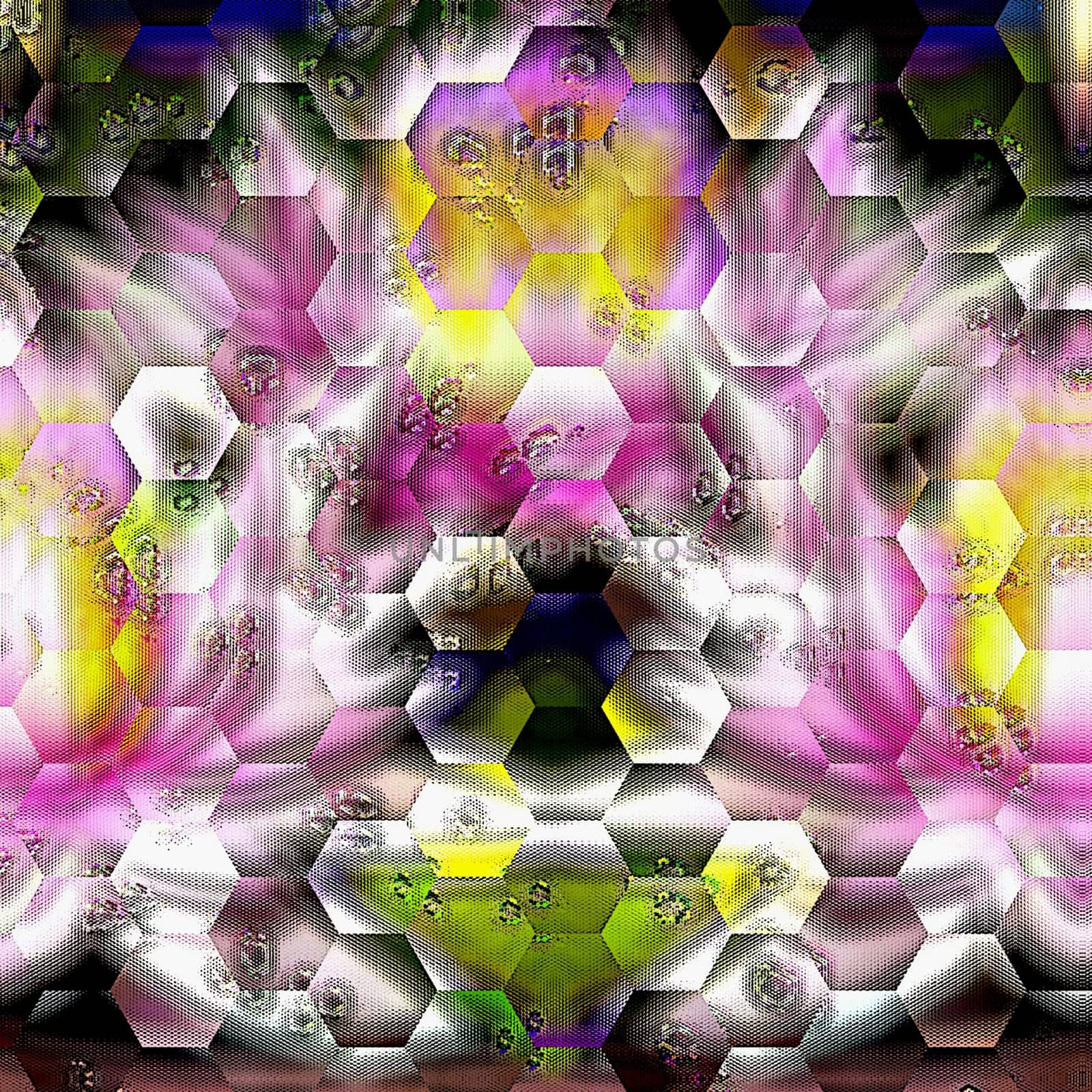 abstract hexagonal background texture with colorful symmetrical shapes