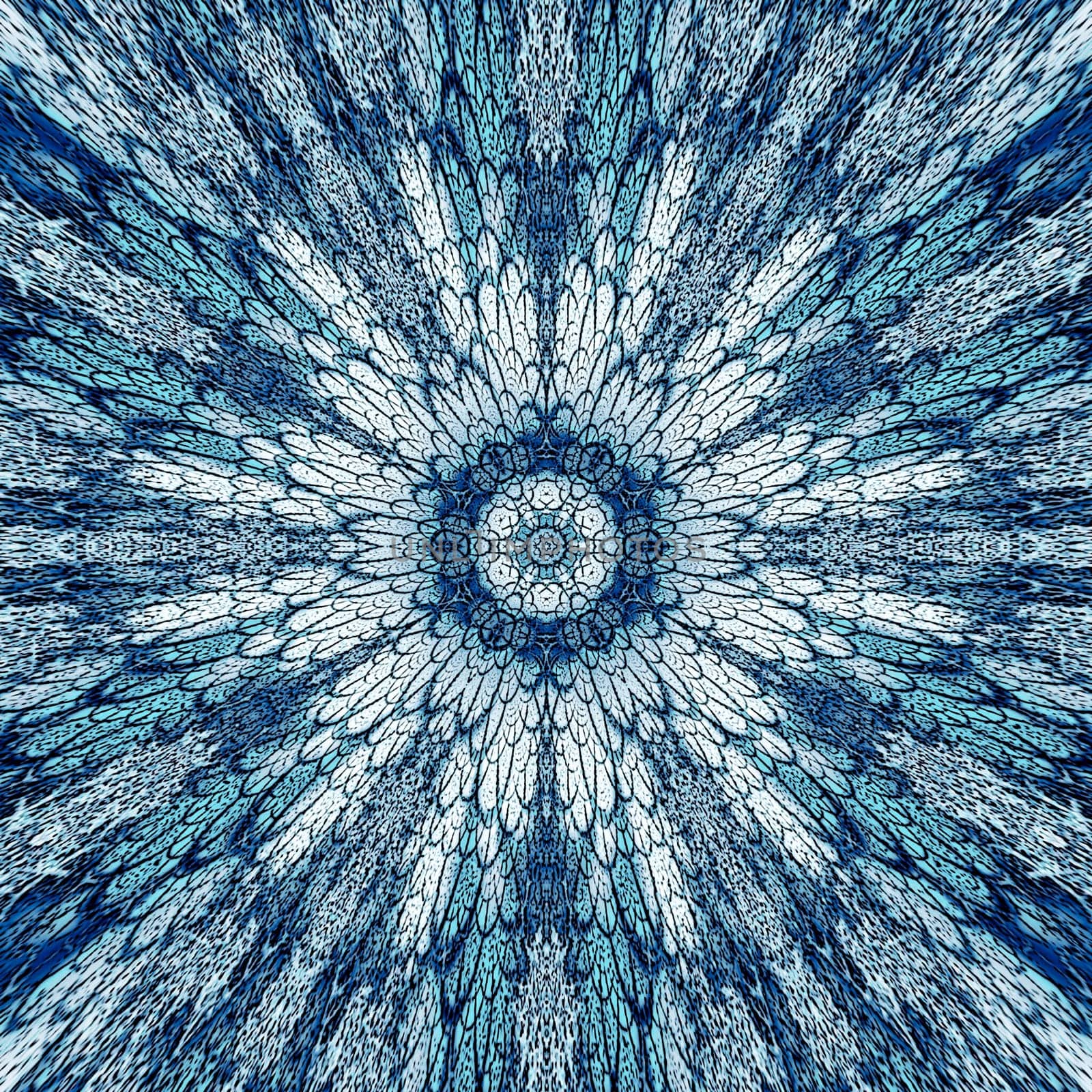 Mandala pattern. Watercolor russian blue ethnic background. Watercolor circle.