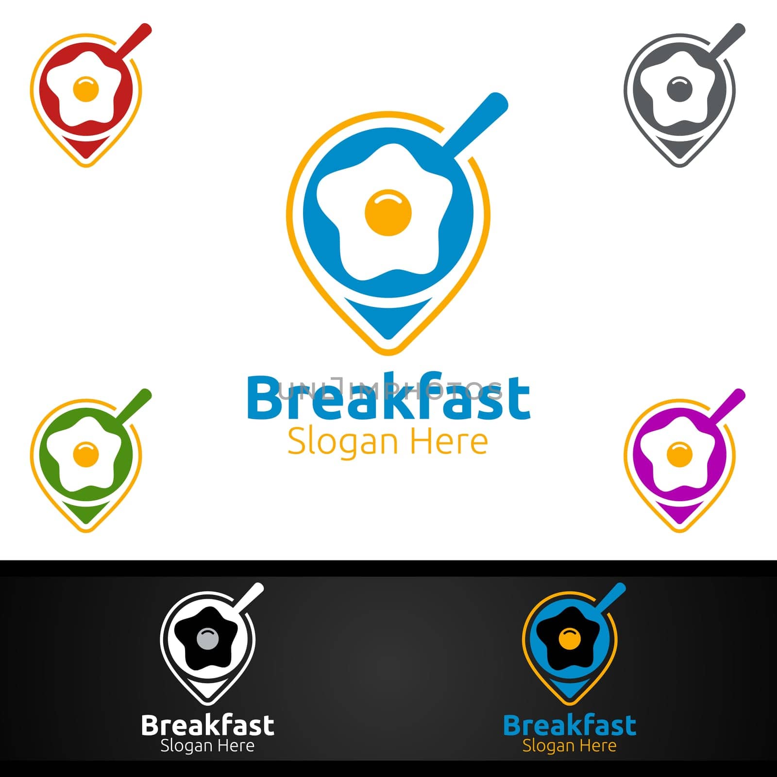 Fast Food Breakfast Delivery Service Logo for Restaurant, Cafe or Online Catering Delivery Design