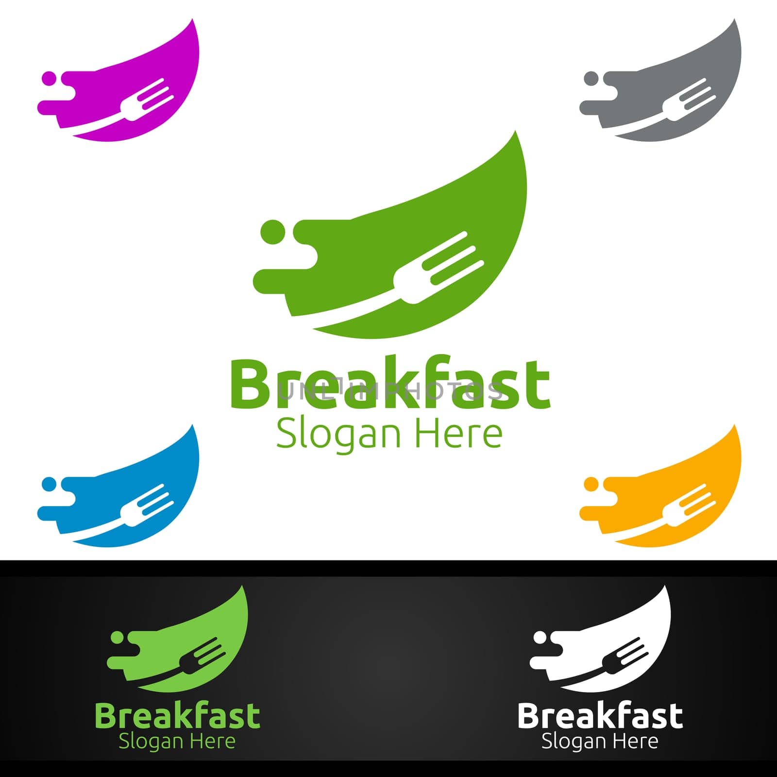 Breakfast Fast Food Delivery Service Logo for Restaurant, Cafe or Online Catering Delivery Design