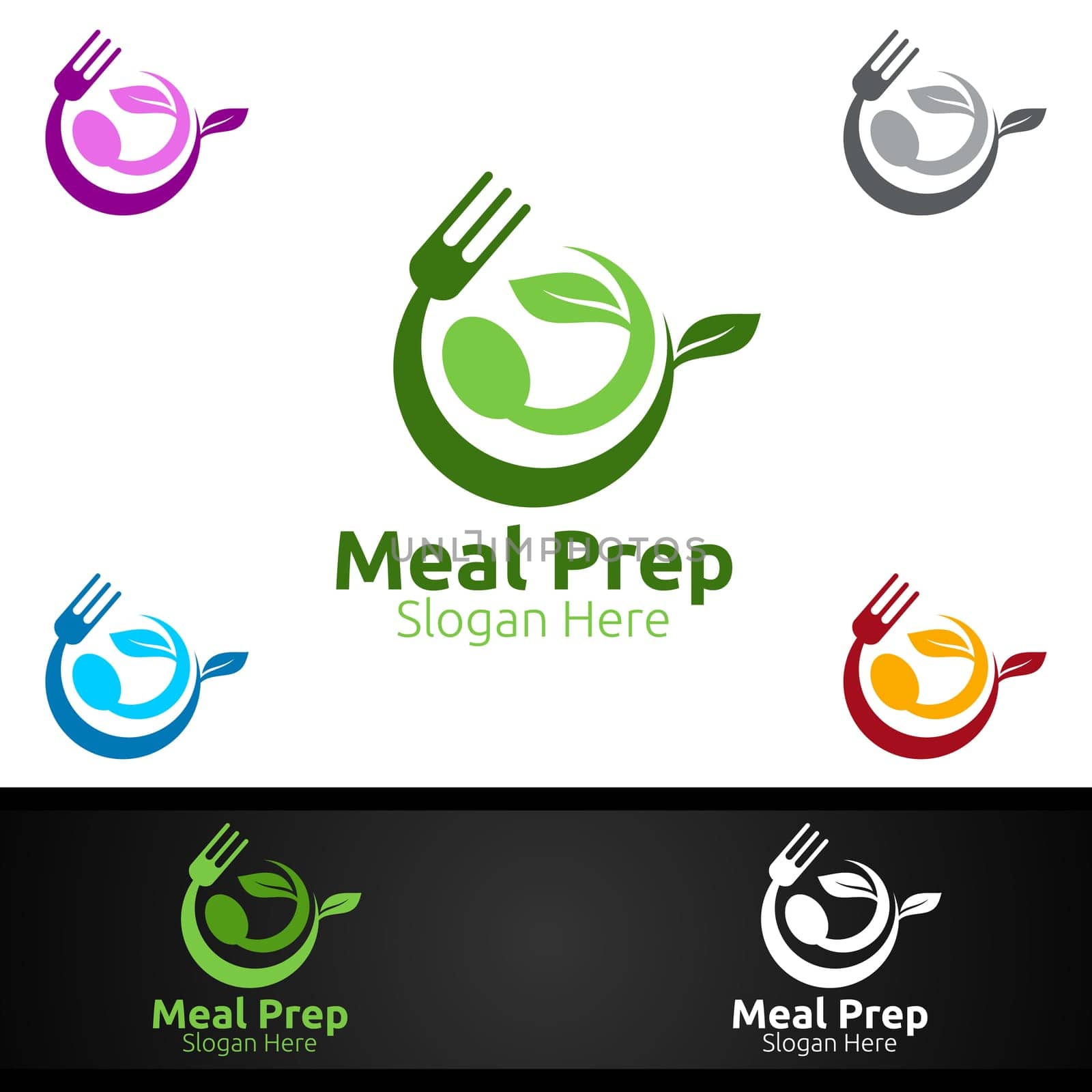 Meal Prep Healthy Food Logo for Restaurant, Cafe or Online Catering Delivery Design