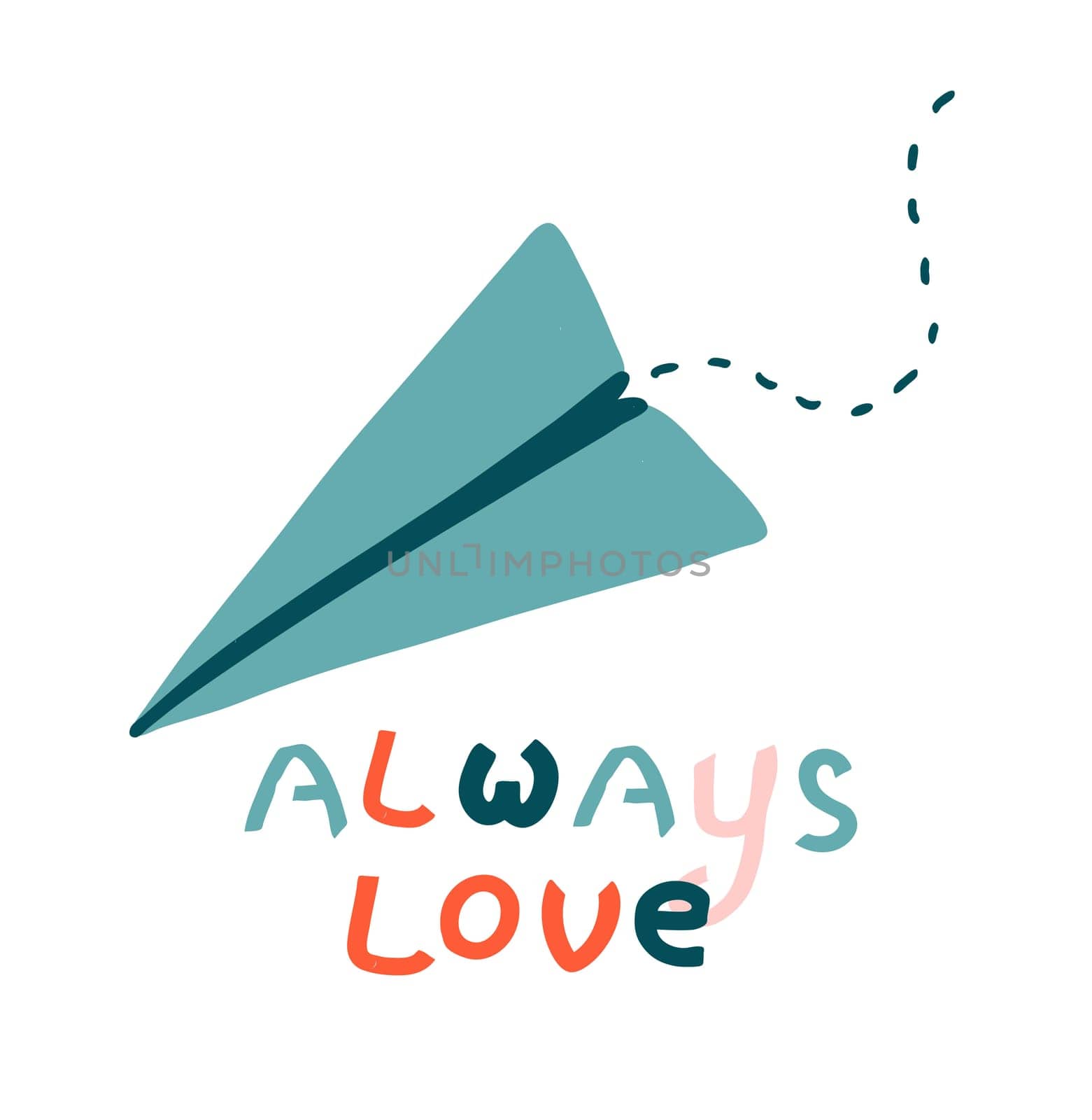Paper airplane. Love message concept. Long distance relationships. Valentine's day card.