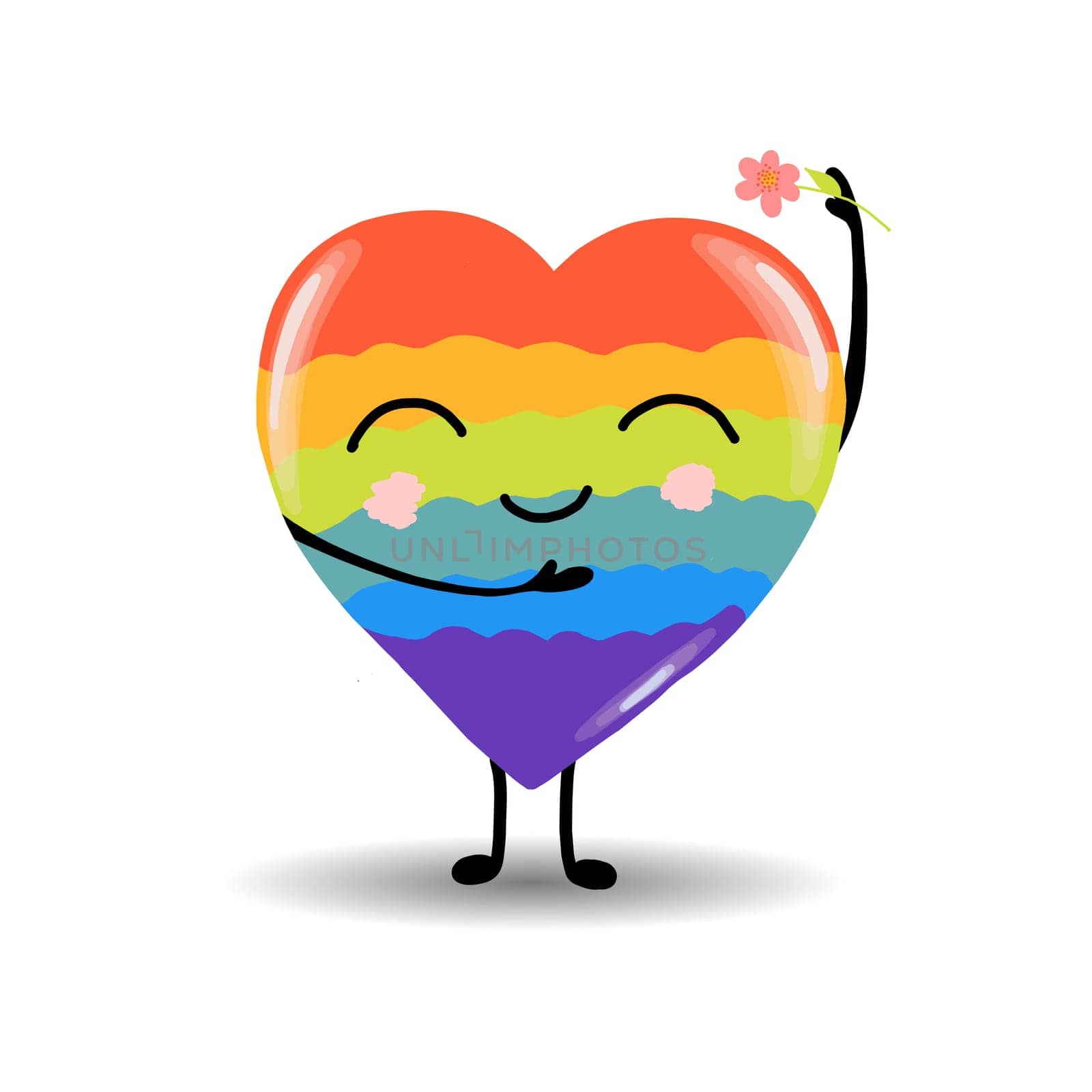 Gay Pride. LGBT concept. Cartoon vector colorful illustration. Valentine's Day. Rainbow heart. Lesbian-gay-bisexual-transgender. Rainbow love concept. Vector illustration