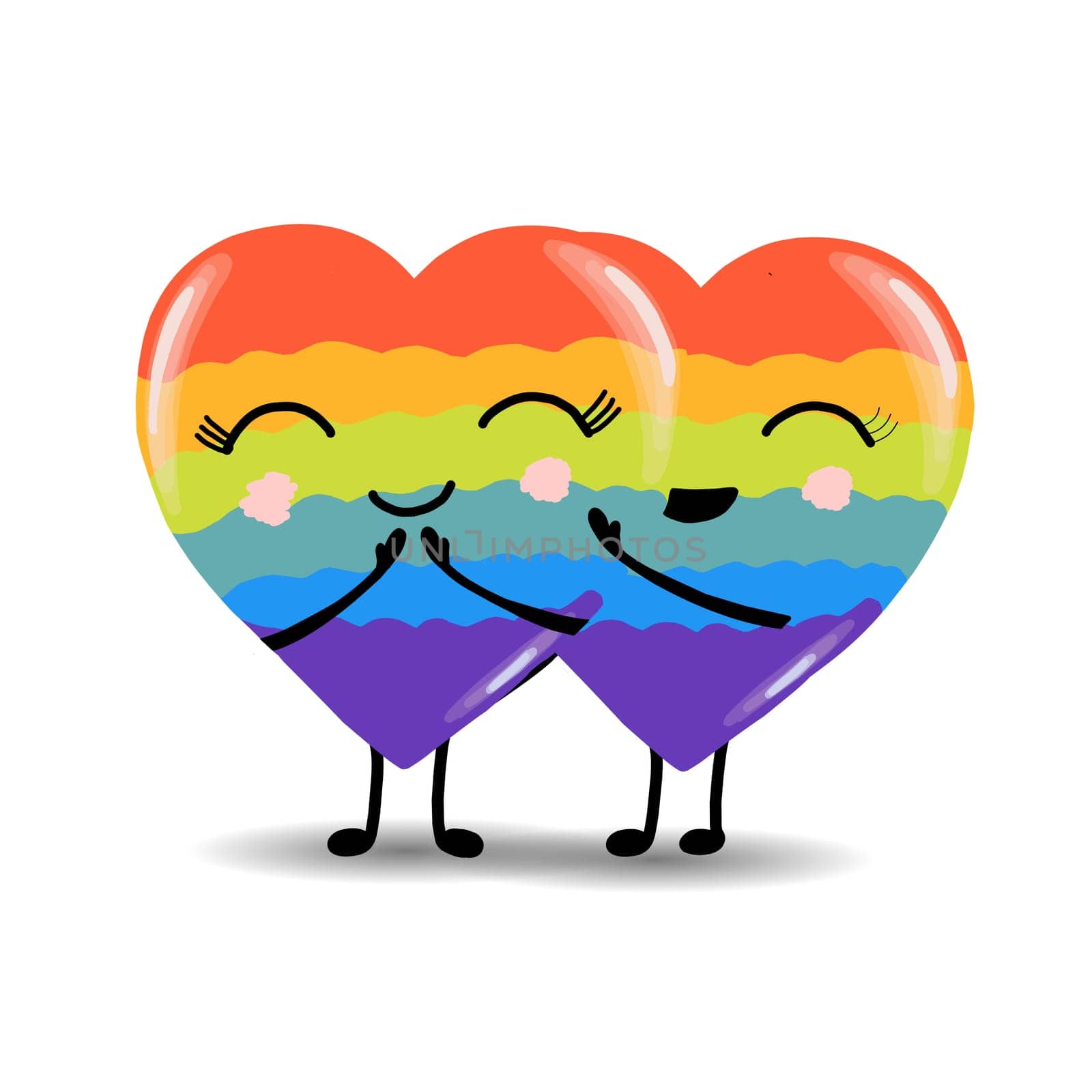 Gay Pride. LGBT concept. Cartoon vector colorful illustration. Valentine's Day. Rainbow heart. Lesbian-gay-bisexual-transgender. Rainbow love concept. Vector illustration