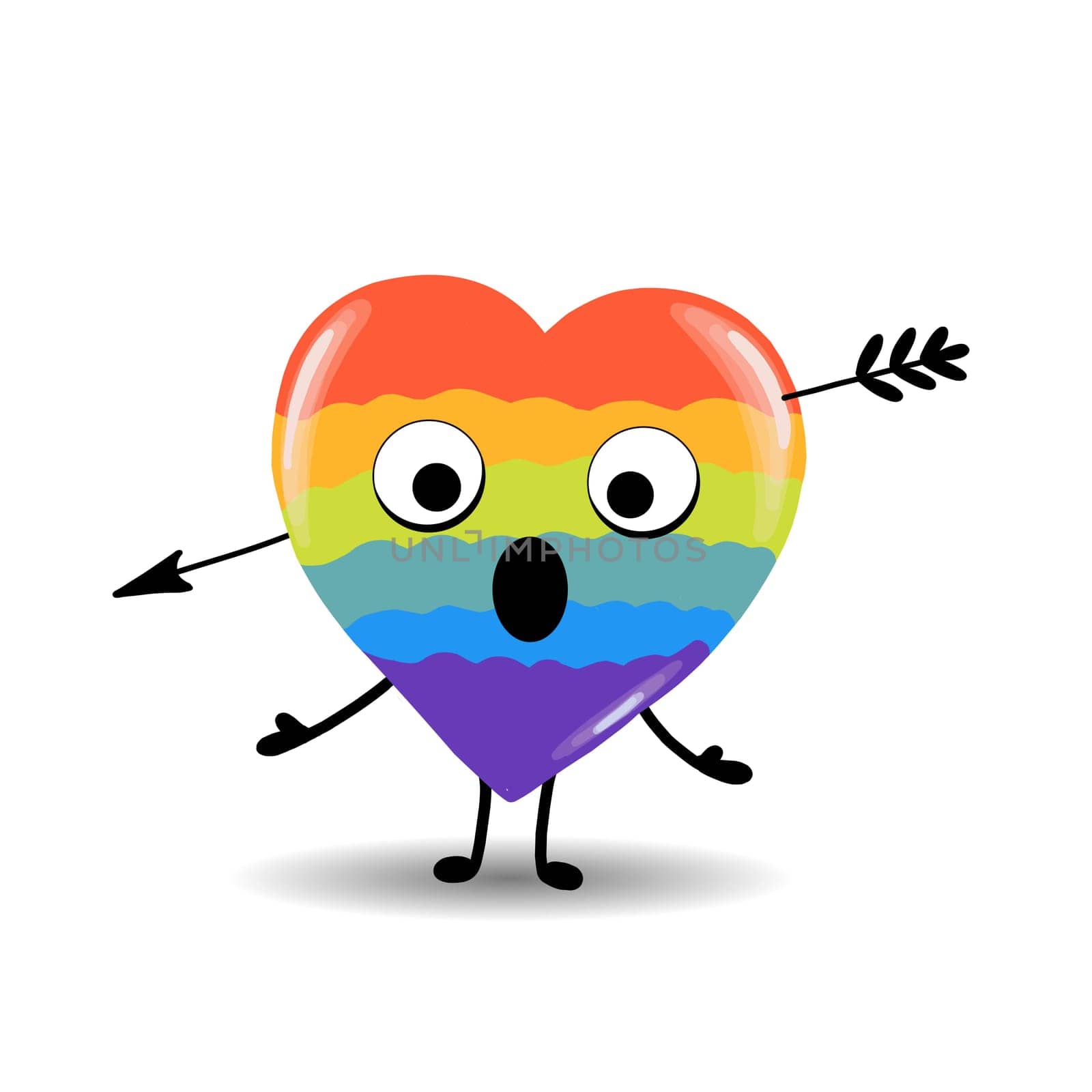 Gay Pride. LGBT concept. Cartoon vector colorful illustration. Valentine's Day. Rainbow heart. Lesbian-gay-bisexual-transgender. Rainbow love concept. Vector illustration