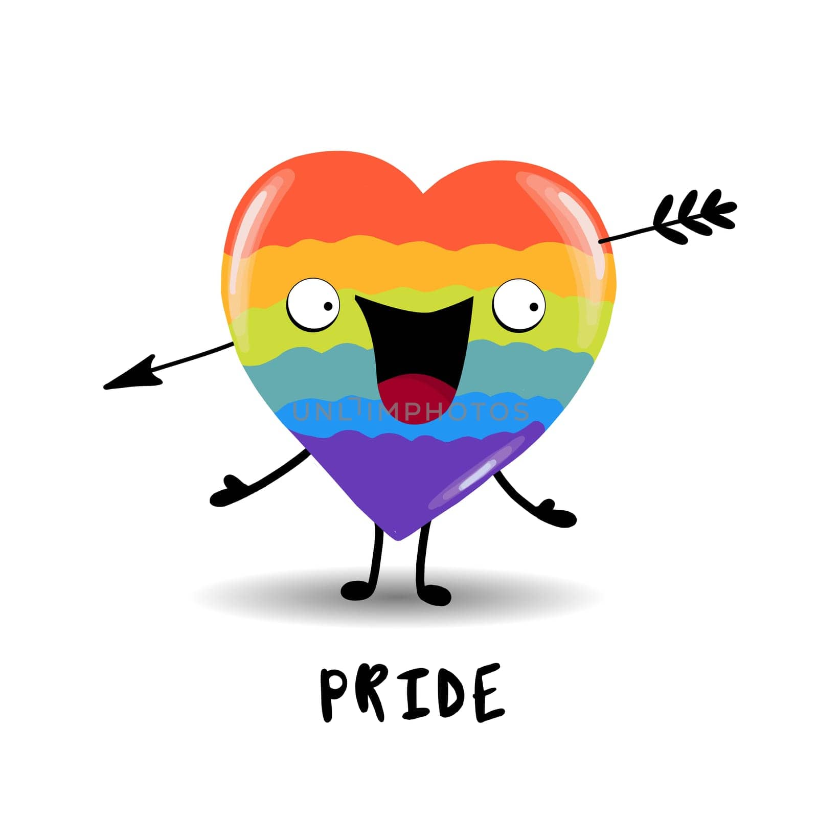 Gay Pride. LGBT concept. Cartoon vector colorful illustration. Valentine's Day. Rainbow heart. Lesbian-gay-bisexual-transgender. Rainbow love concept. Vector illustration