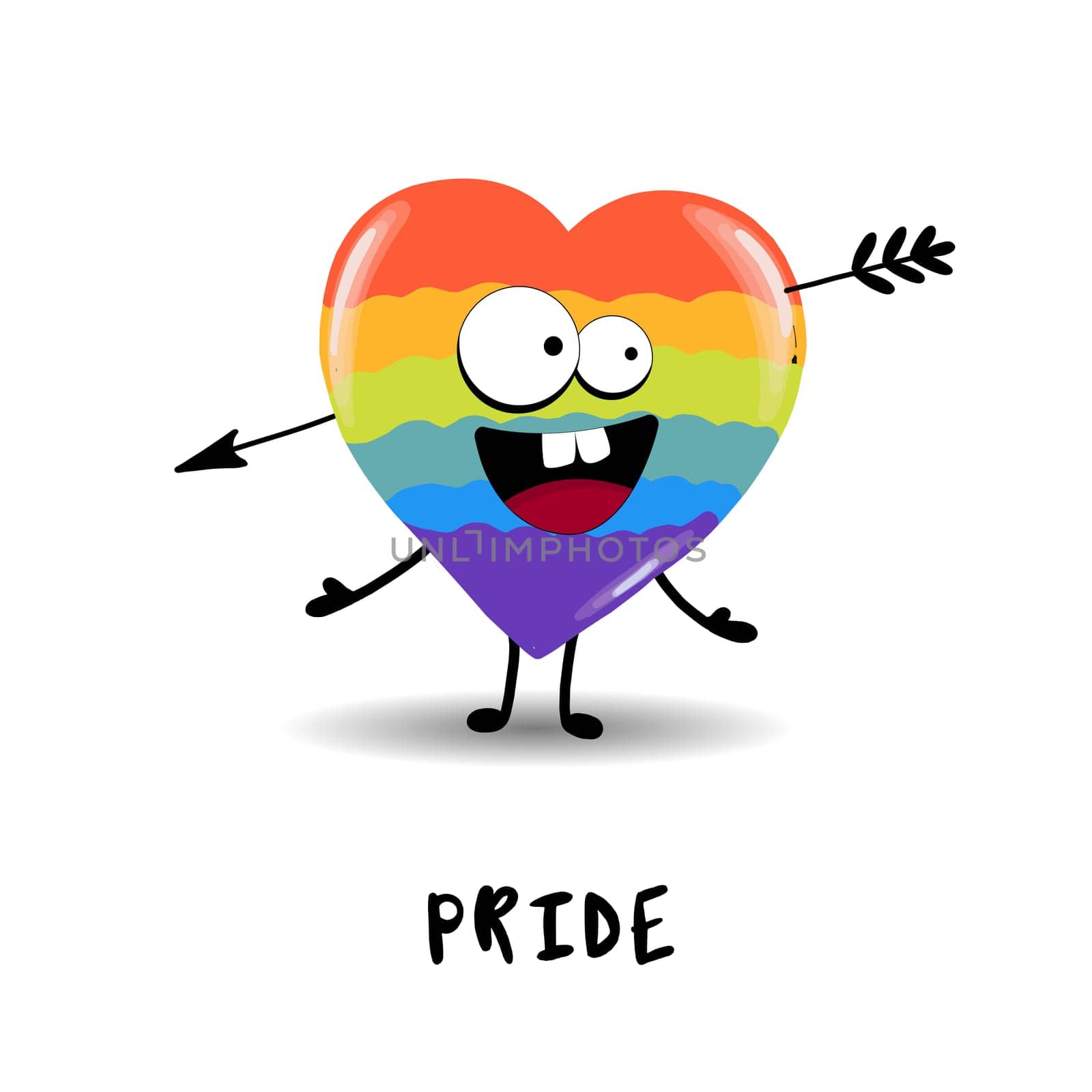 Gay Pride. LGBT concept. Cartoon vector colorful illustration. Valentine's Day. Rainbow heart. Lesbian-gay-bisexual-transgender. Rainbow love concept. Vector illustration