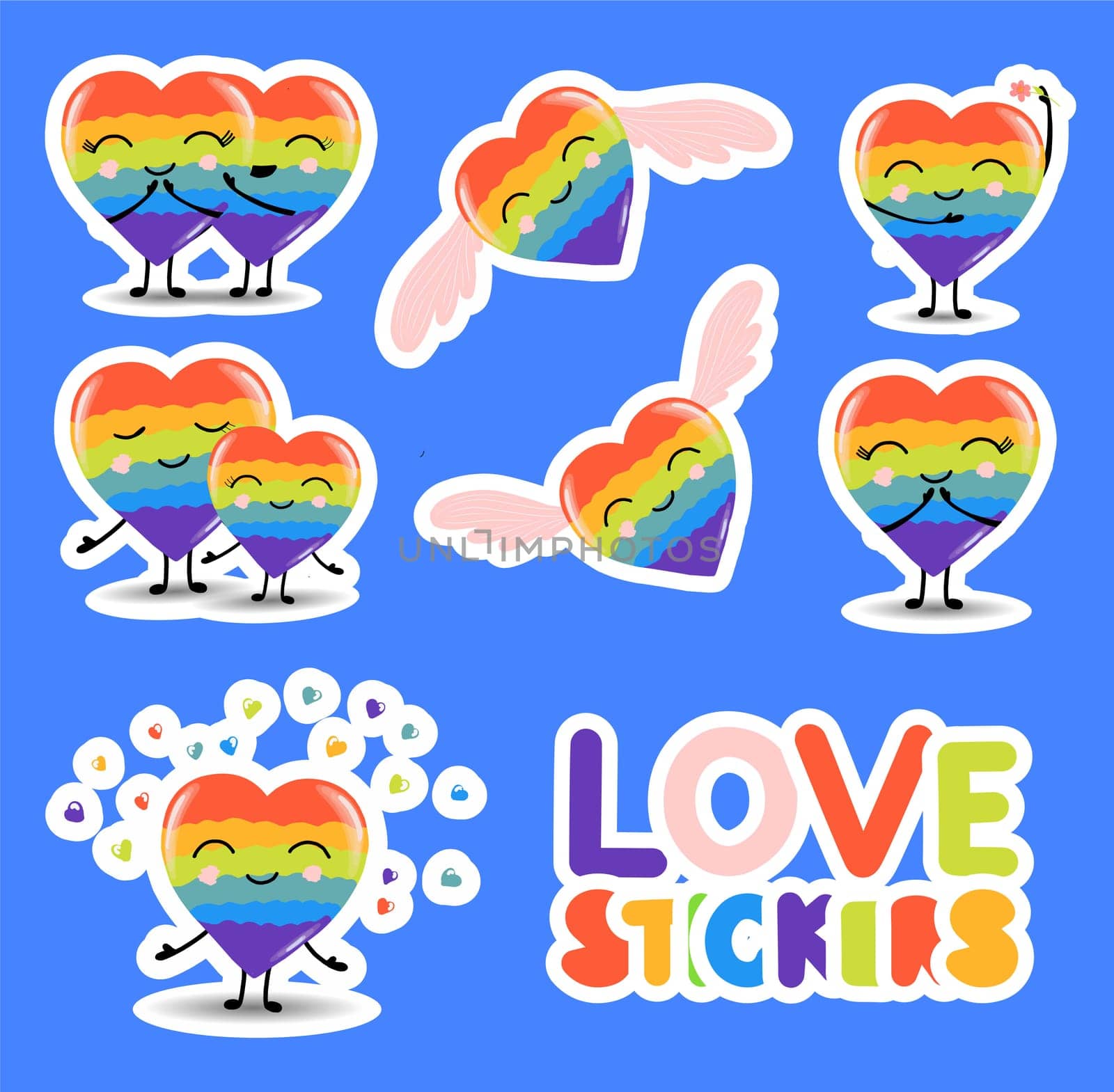 LOVE LGBT STICKERS. Valentine's Day. Relationships and love. Romantic stickers.