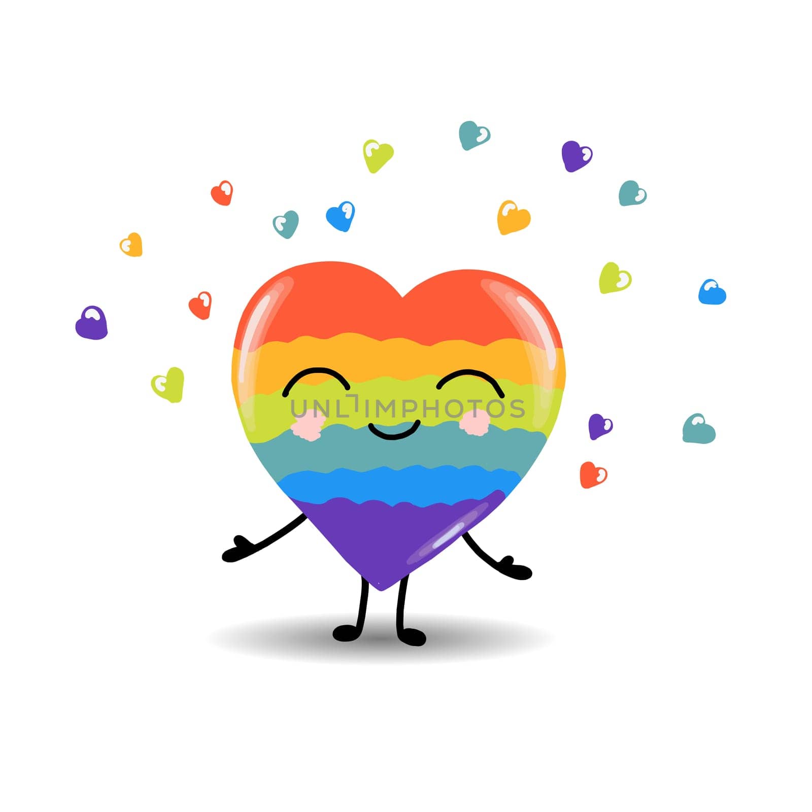 Gay Pride. LGBT concept. Cartoon vector colorful illustration. Valentine's Day. Rainbow heart. Lesbian-gay-bisexual-transgender. Rainbow love concept. Vector illustration
